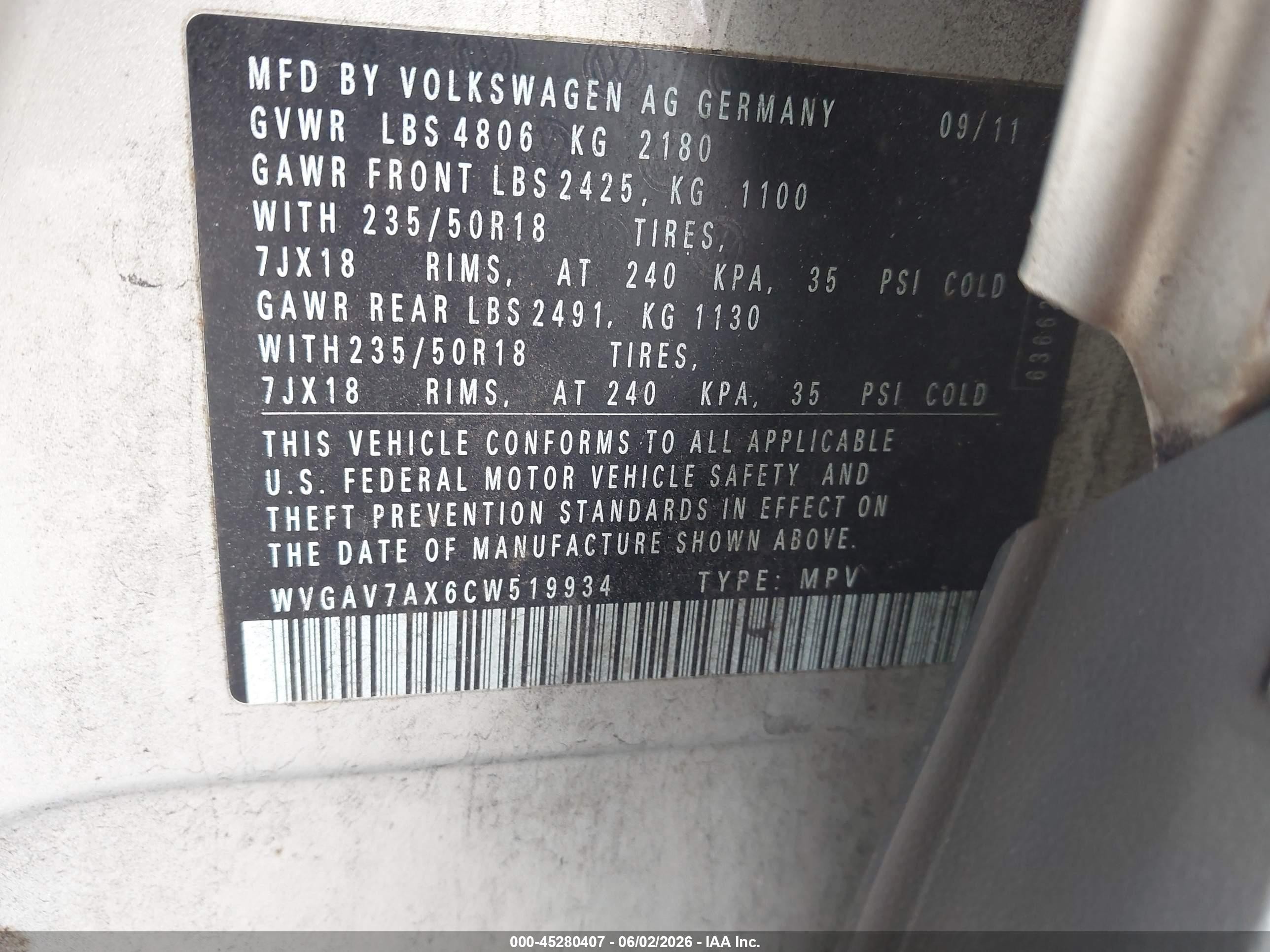 2012 Volkswagen Tiguan Se Silver vin: WVGAV7AX6CW519934