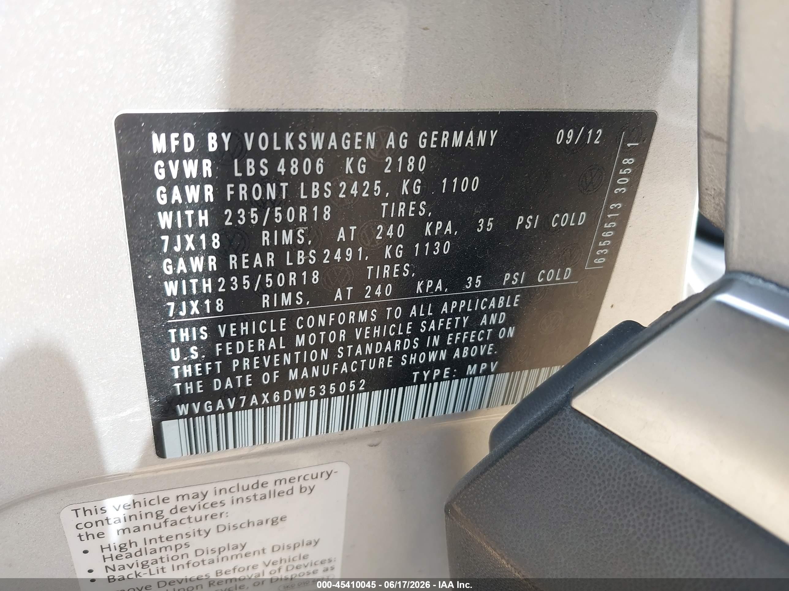 2013 Volkswagen Tiguan Se Gray vin: WVGAV7AX6DW535052