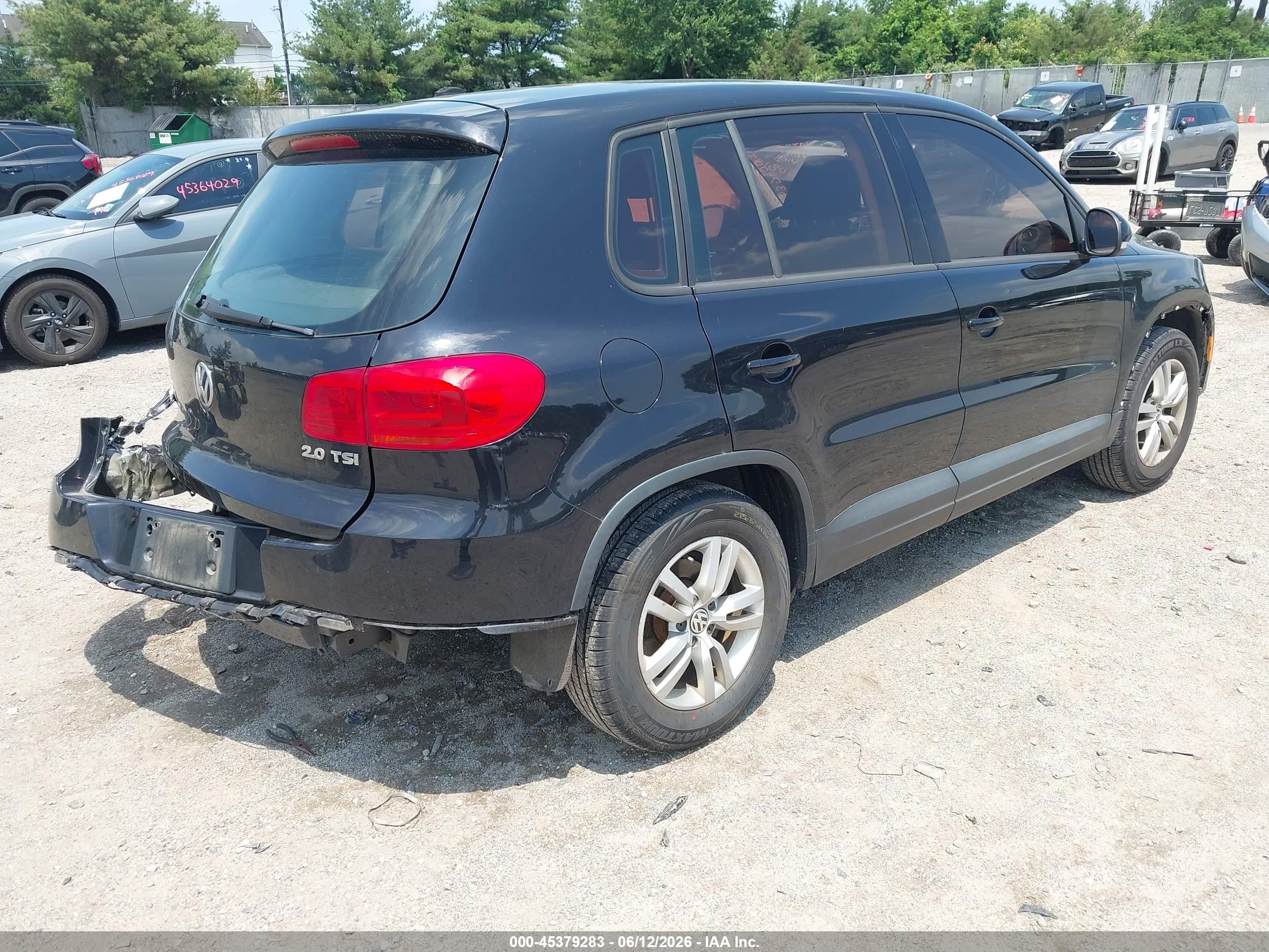 2013 Volkswagen Tiguan S Black vin: WVGAV7AX6DW539005