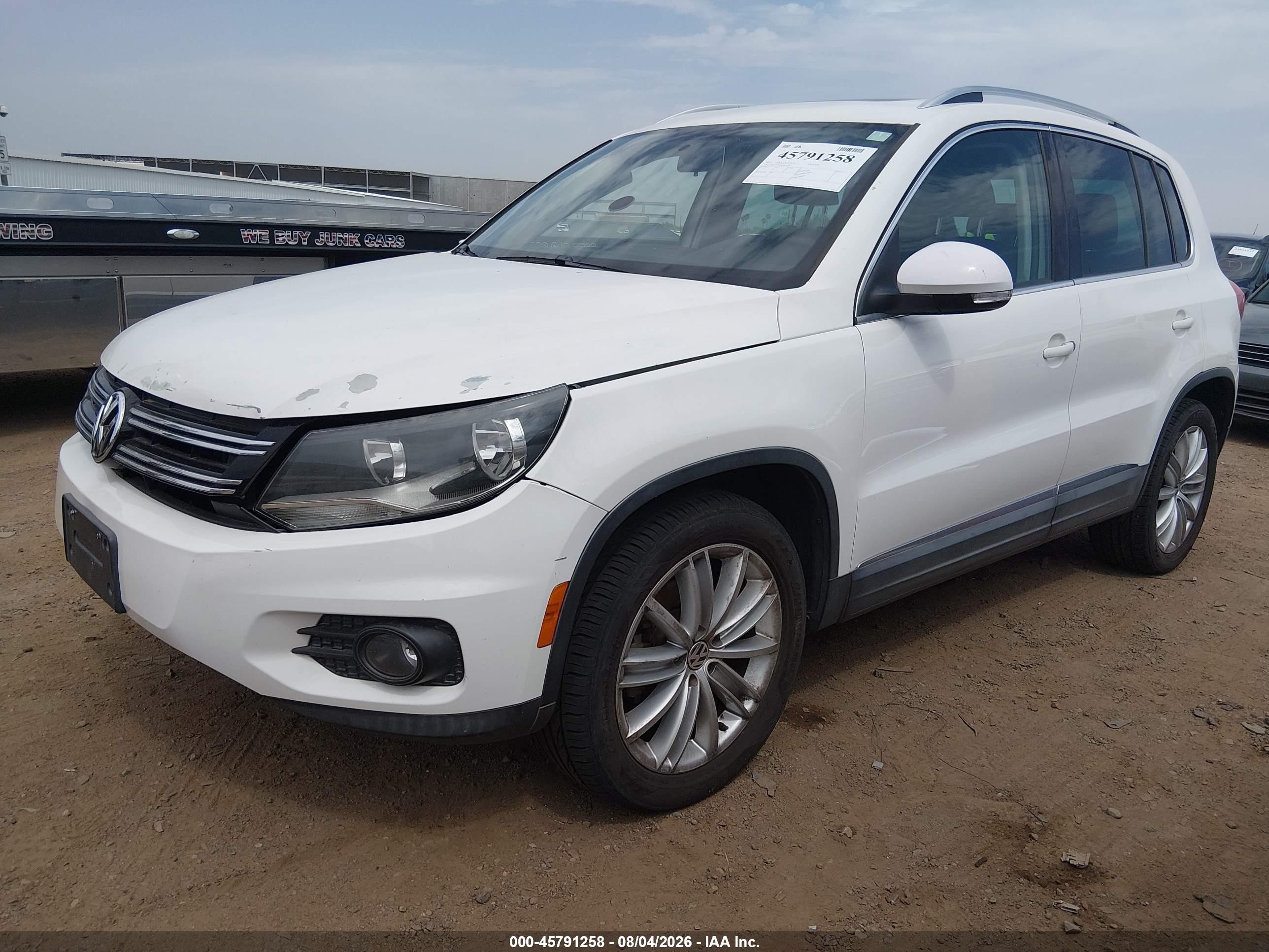 2013 Volkswagen Tiguan Se White vin: WVGAV7AX6DW551011
