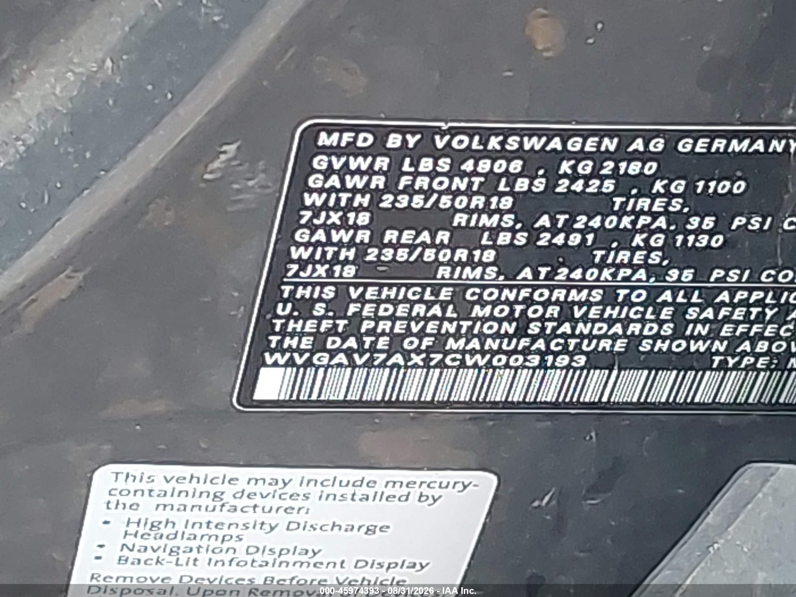 2012 Volkswagen Tiguan Se Gray vin: WVGAV7AX7CW003193