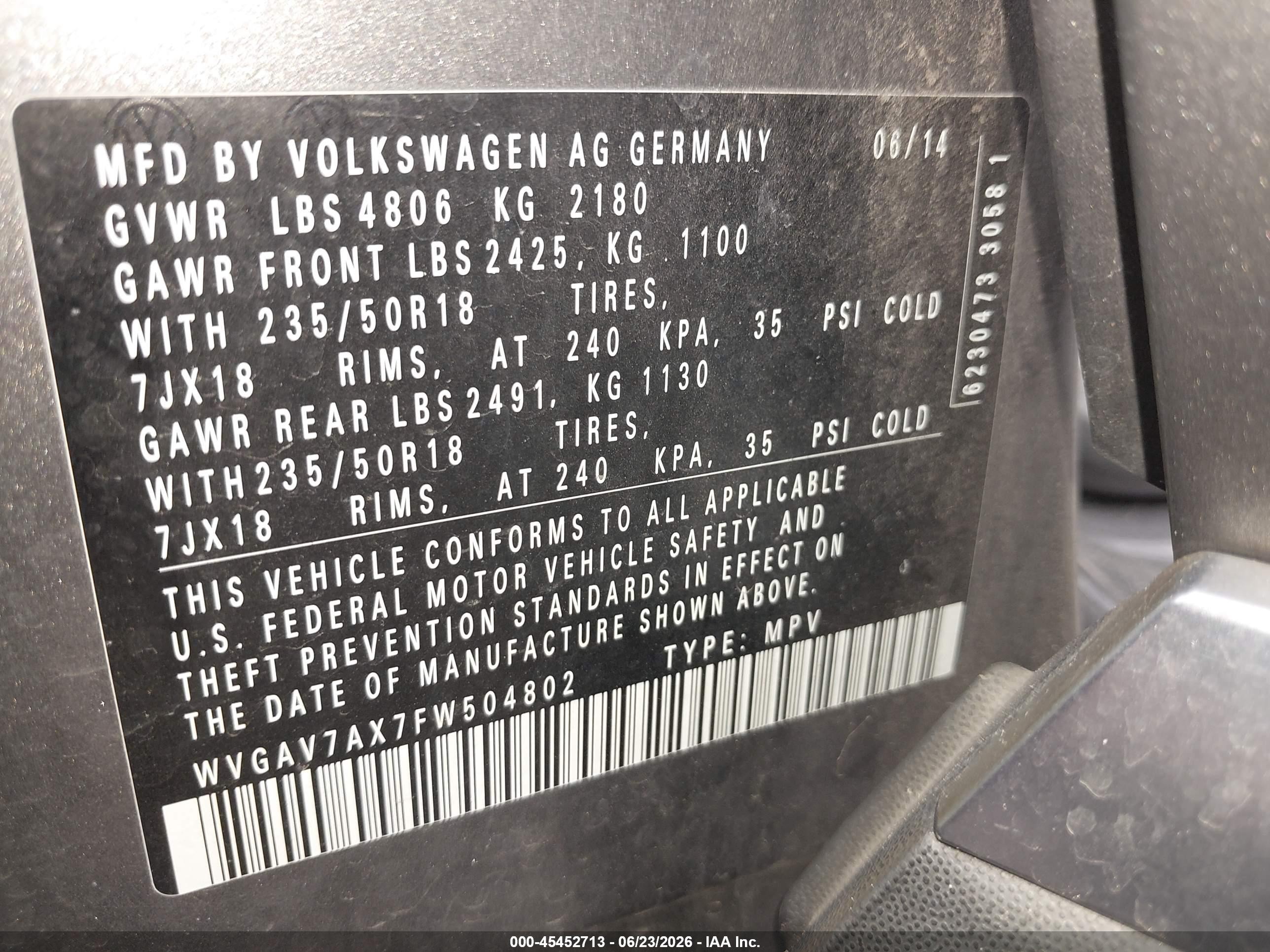 2015 Volkswagen Tiguan Se Gray vin: WVGAV7AX7FW504802