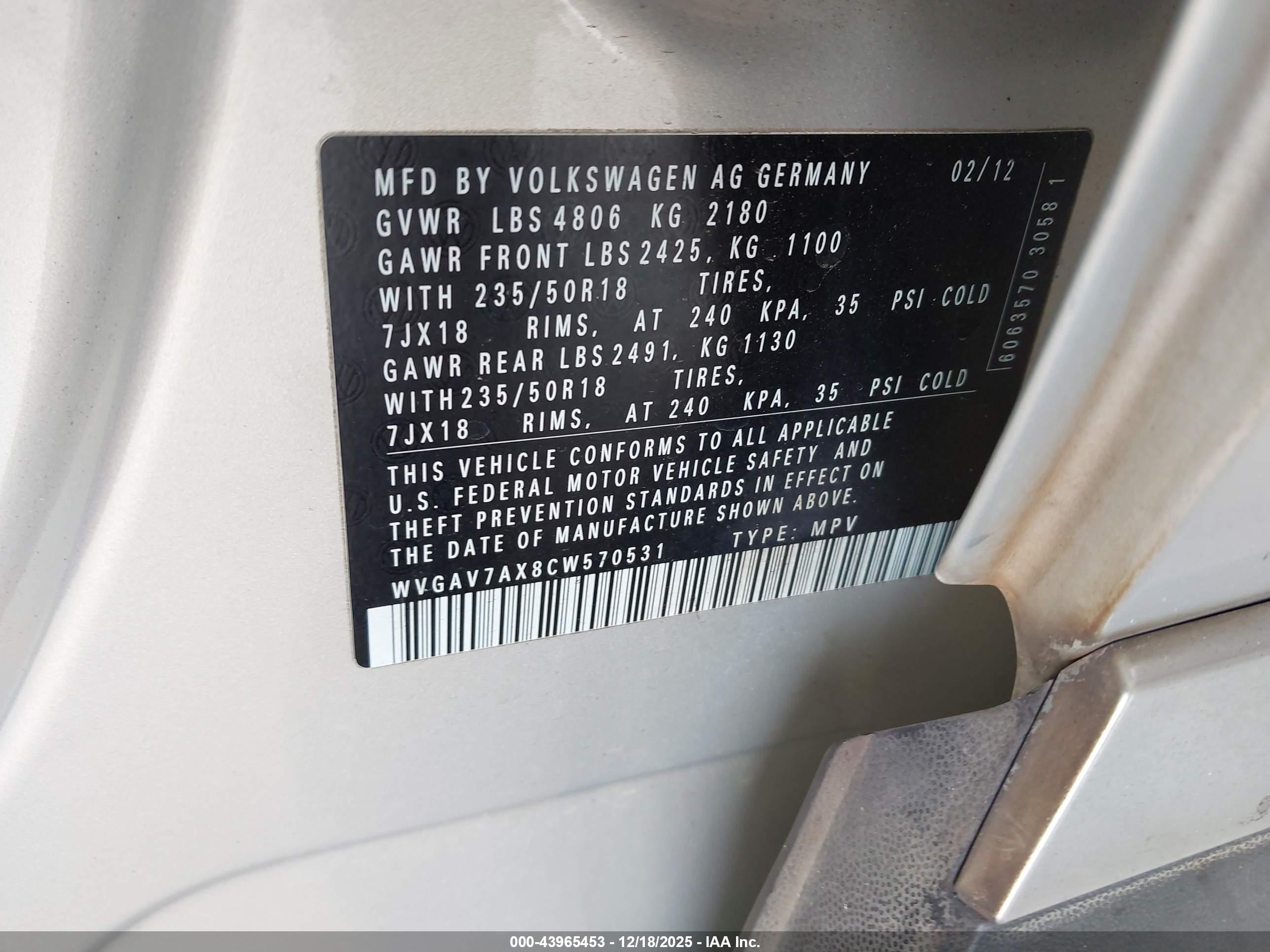 2012 Volkswagen Tiguan Se Silver vin: WVGAV7AX8CW570531