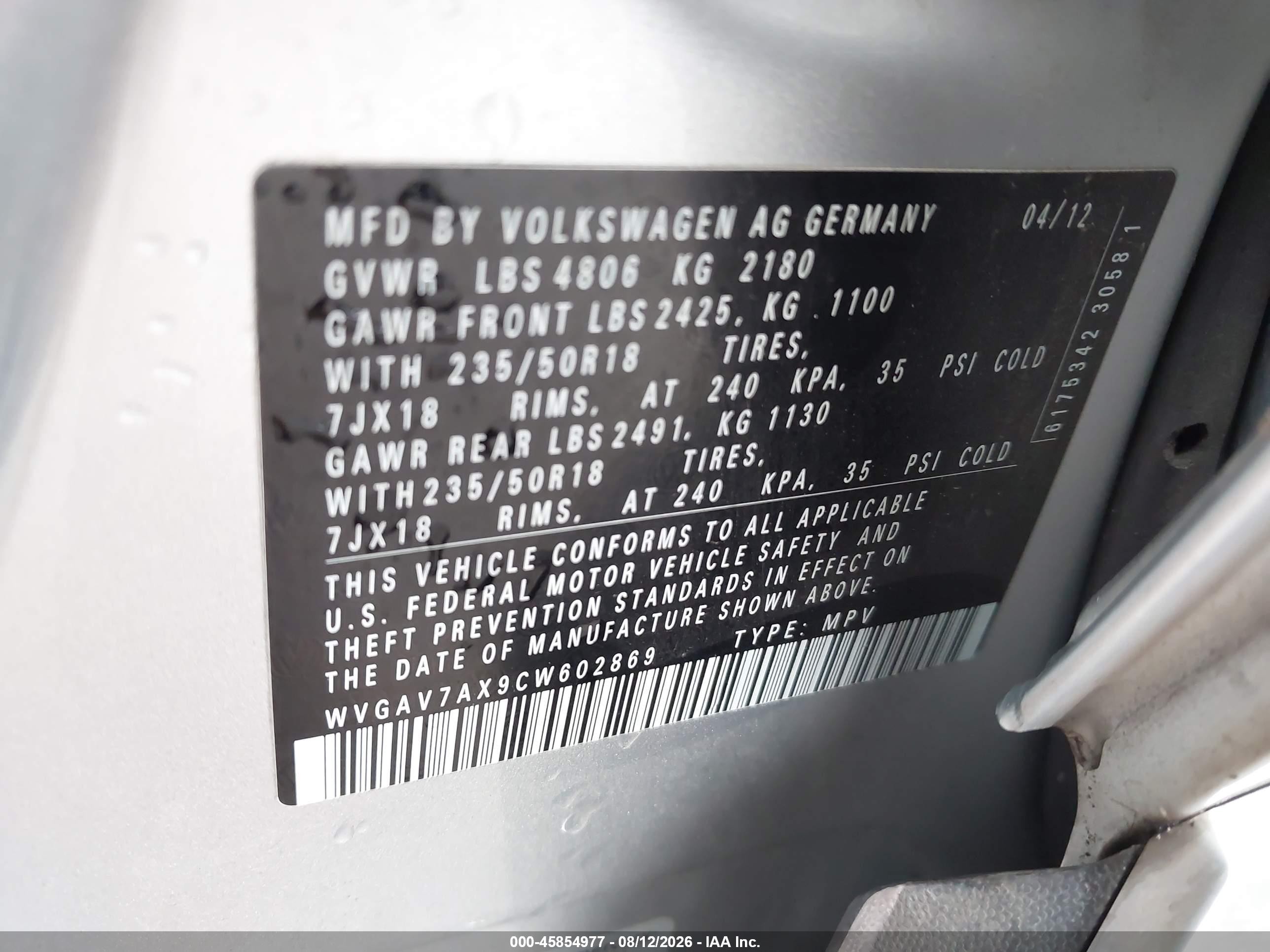 2012 Volkswagen Tiguan Se Silver vin: WVGAV7AX9CW602869