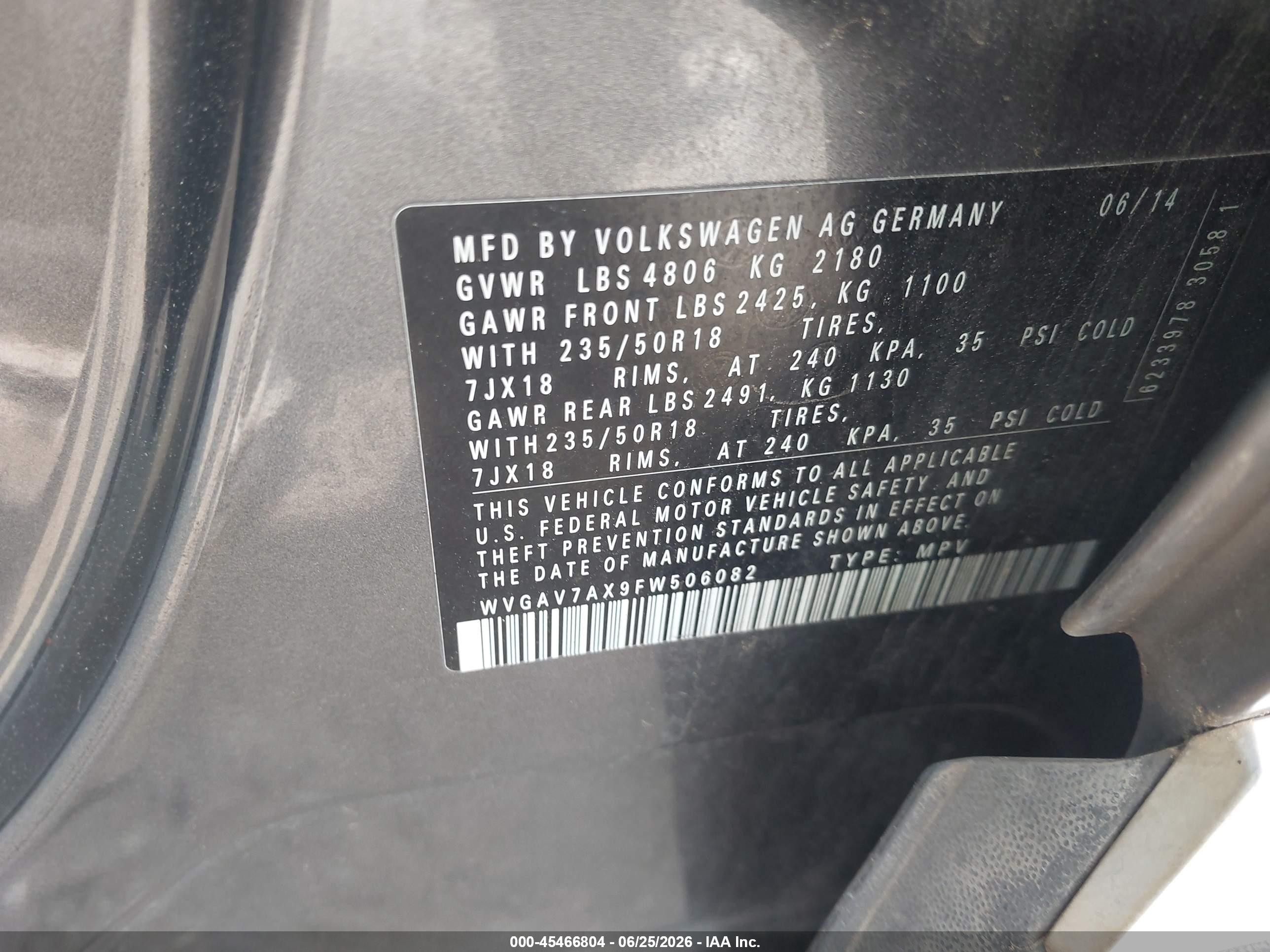 2015 Volkswagen Tiguan Se Gray vin: WVGAV7AX9FW506082