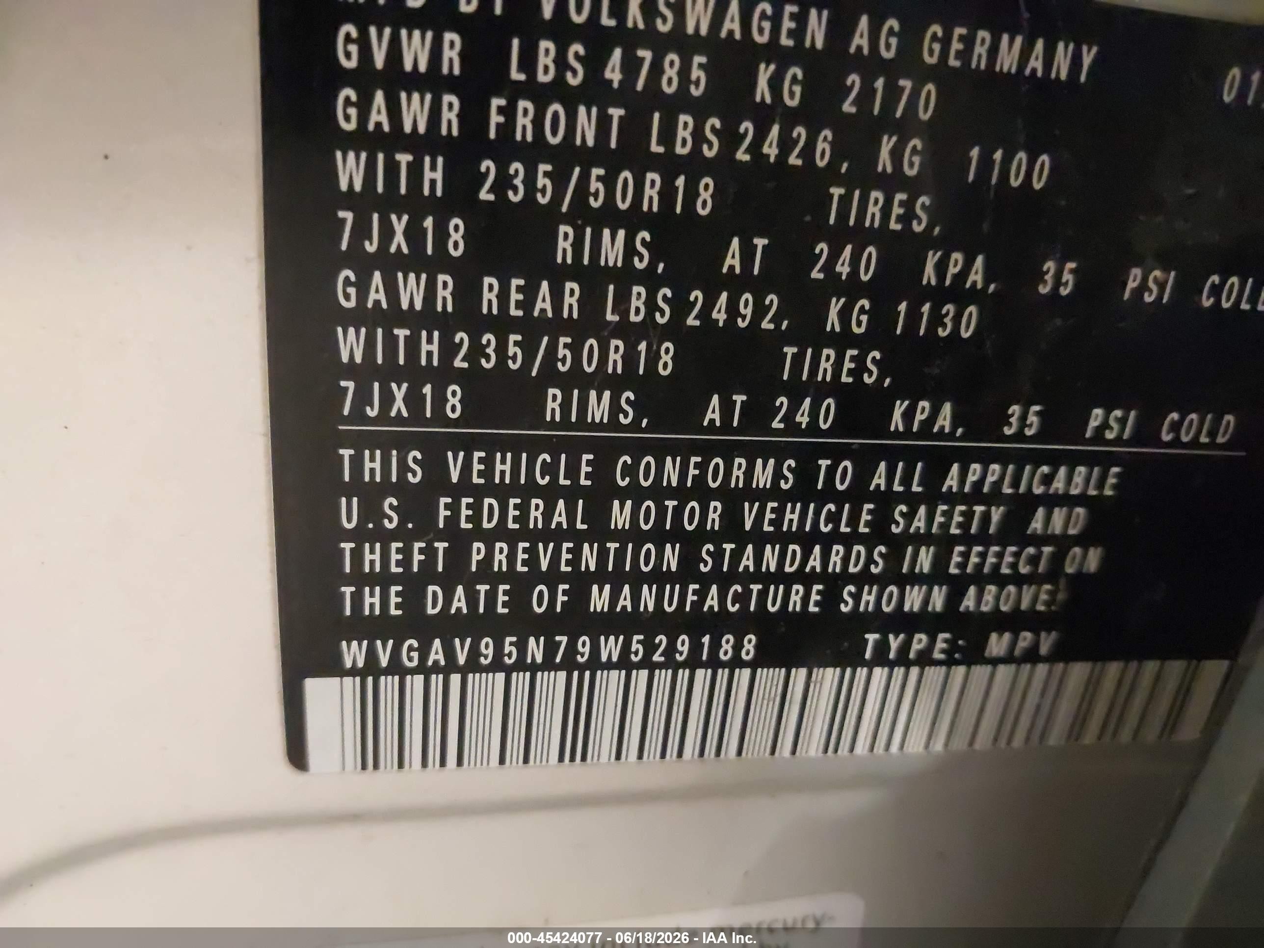 2009 Volkswagen Tiguan Sel Silver vin: WVGAV95N79W529188