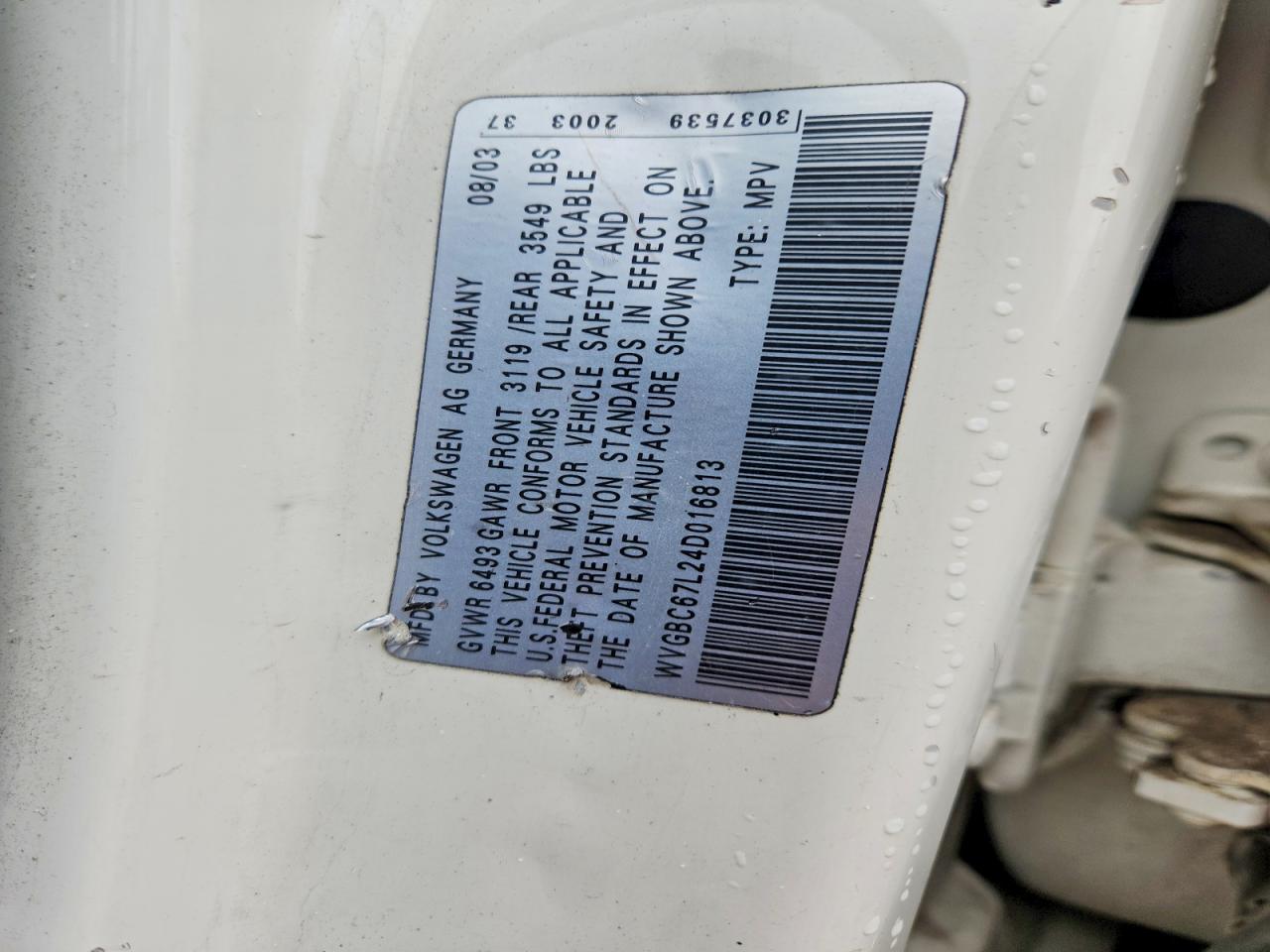 2004 Volkswagen Touareg 3.2 White vin: WVGBC67L24D016813