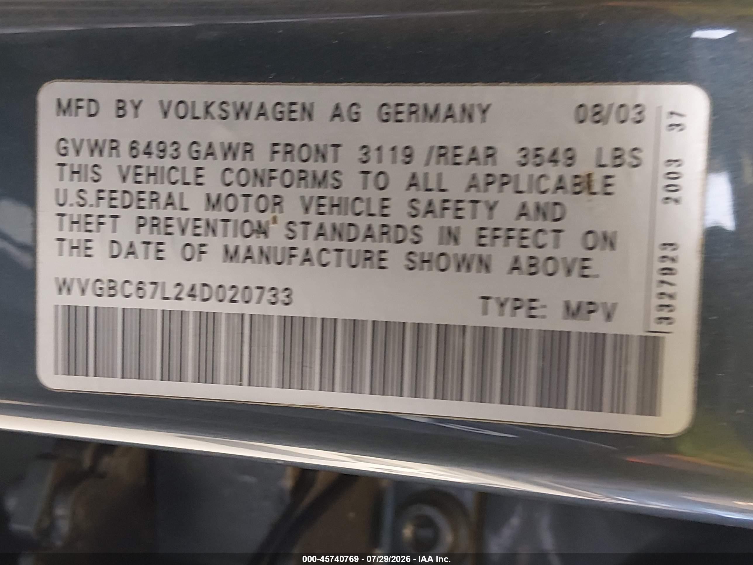 2004 Volkswagen Touareg V6 Gray vin: WVGBC67L24D020733