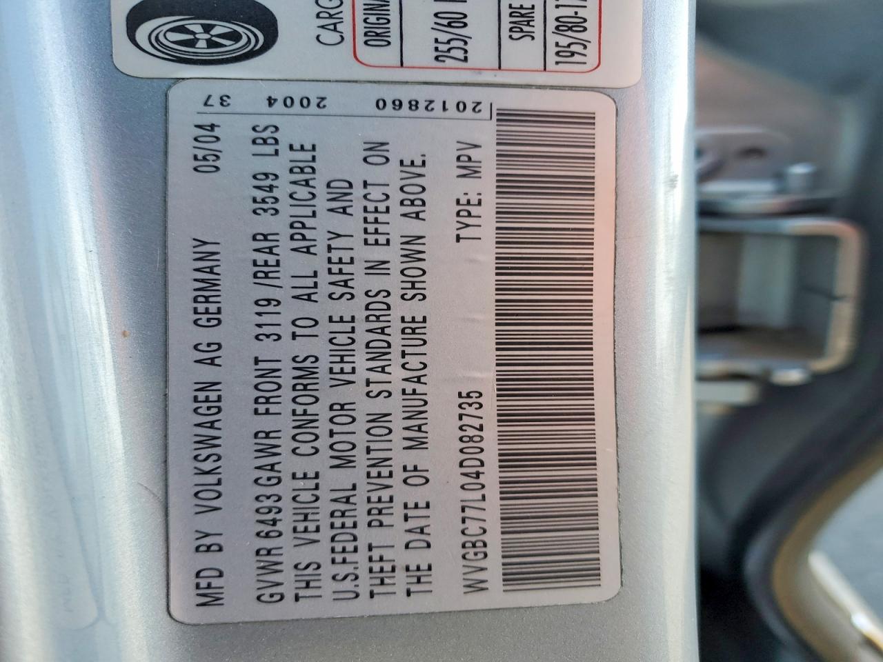 2004 Volkswagen Touareg 3.2 Silver vin: WVGBC77L04D082735