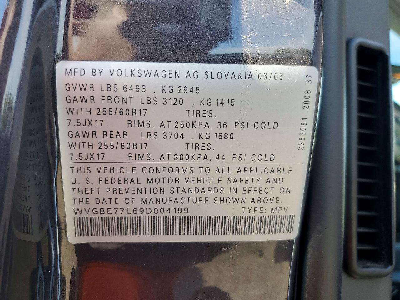 2009 Volkswagen Touareg 2 V6 Gray vin: WVGBE77L69D004199