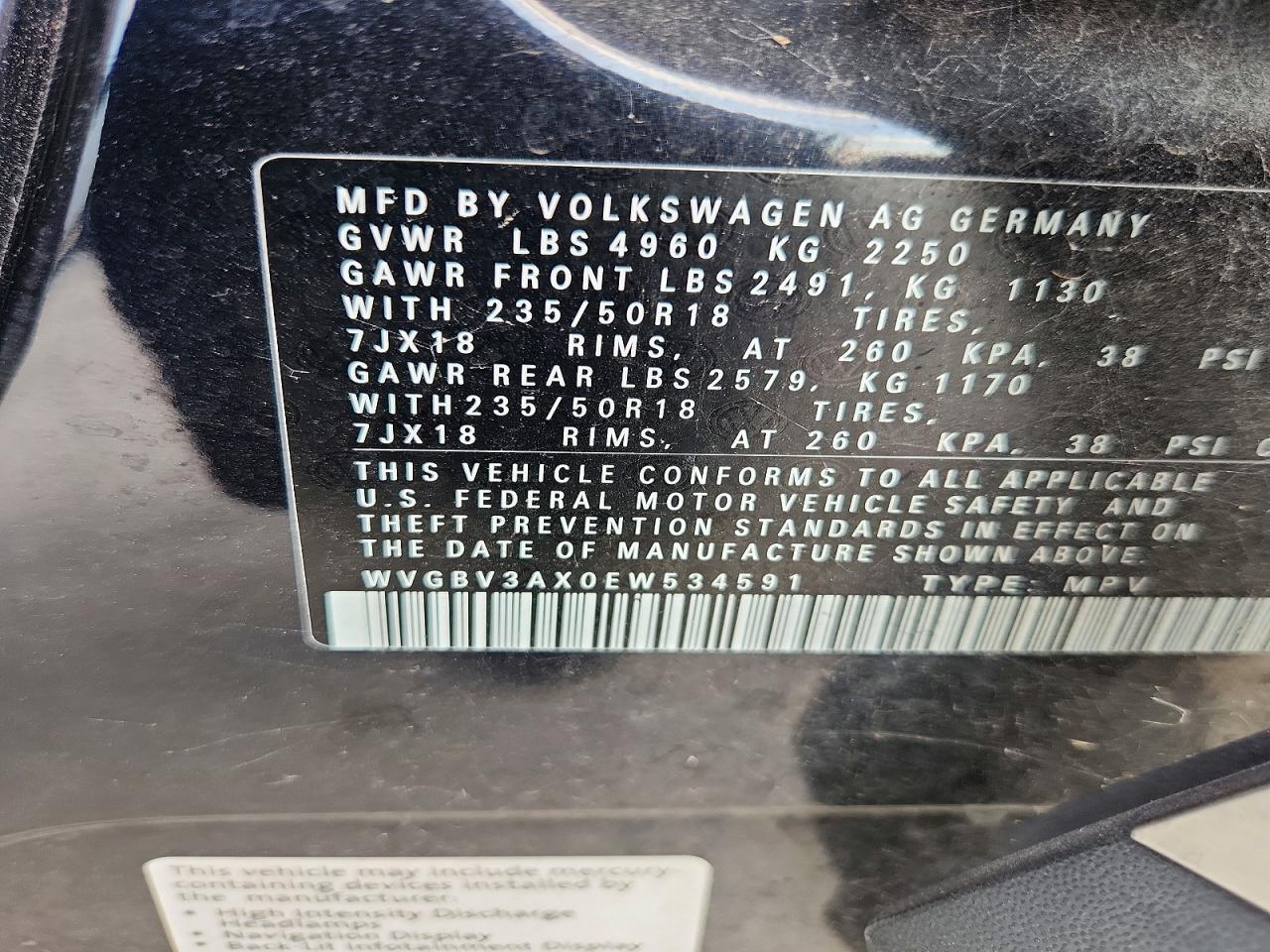 2014 Volkswagen Tiguan S Черный vin: WVGBV3AX0EW534591