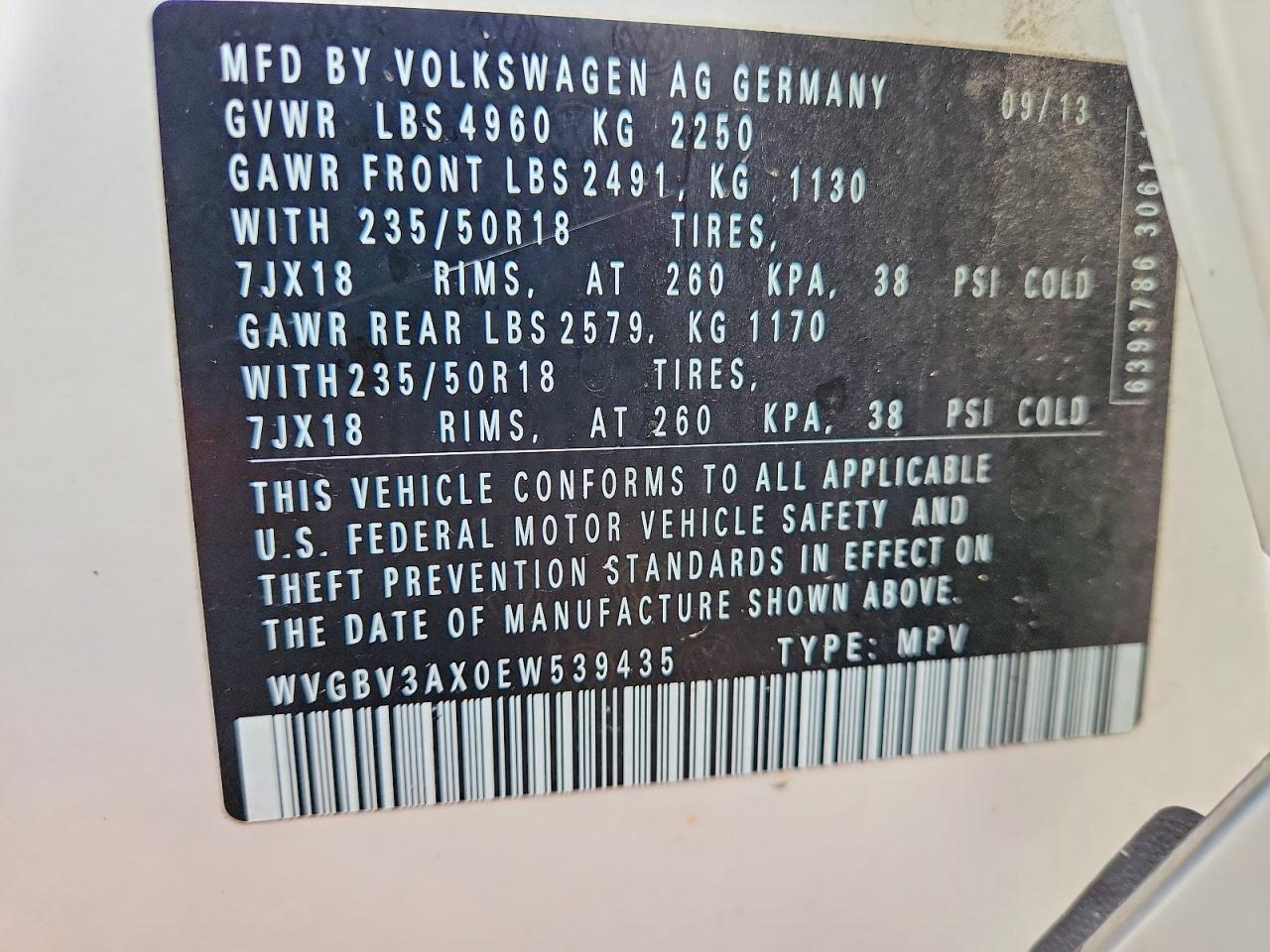 2014 Volkswagen Tiguan S White vin: WVGBV3AX0EW539435