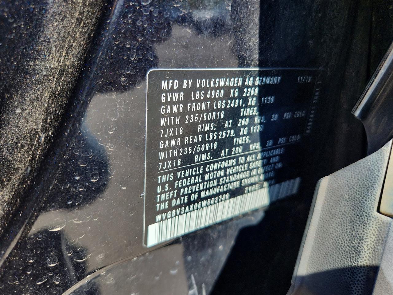 2014 Volkswagen Tiguan S Black vin: WVGBV3AX0EW562780
