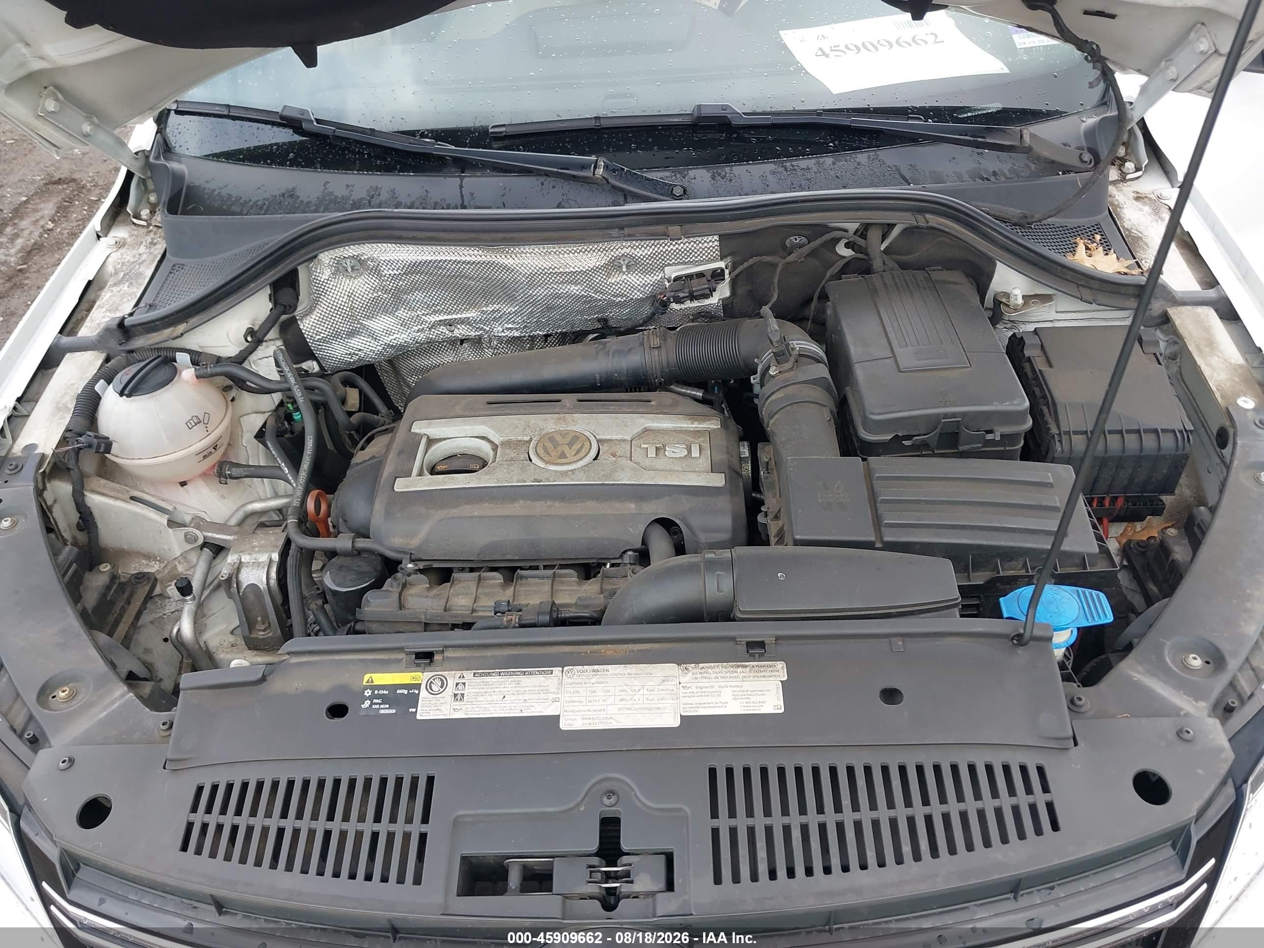 2013 Volkswagen Tiguan Se White vin: WVGBV3AX1DW056311