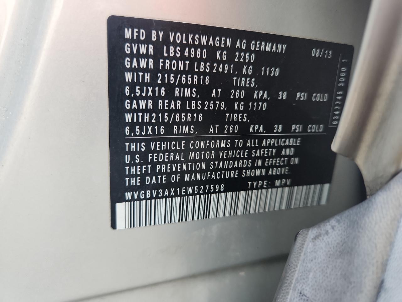 2014 Volkswagen Tiguan S Silver vin: WVGBV3AX1EW527598