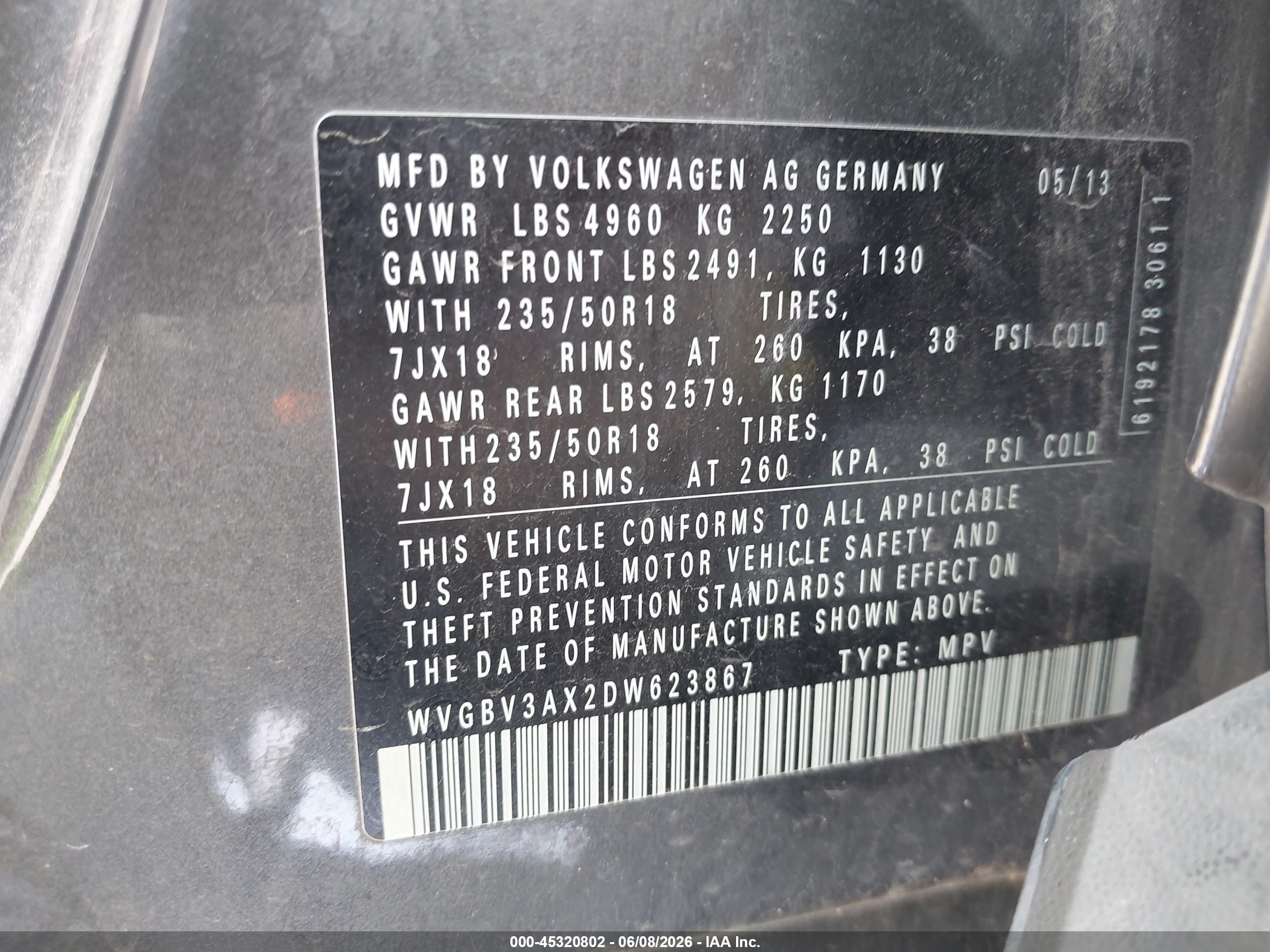 2013 Volkswagen Tiguan Se Серый vin: WVGBV3AX2DW623867