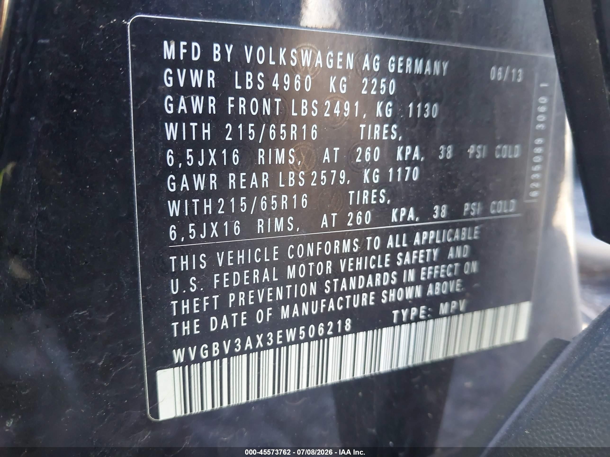 2014 Volkswagen Tiguan S Black vin: WVGBV3AX3EW506218