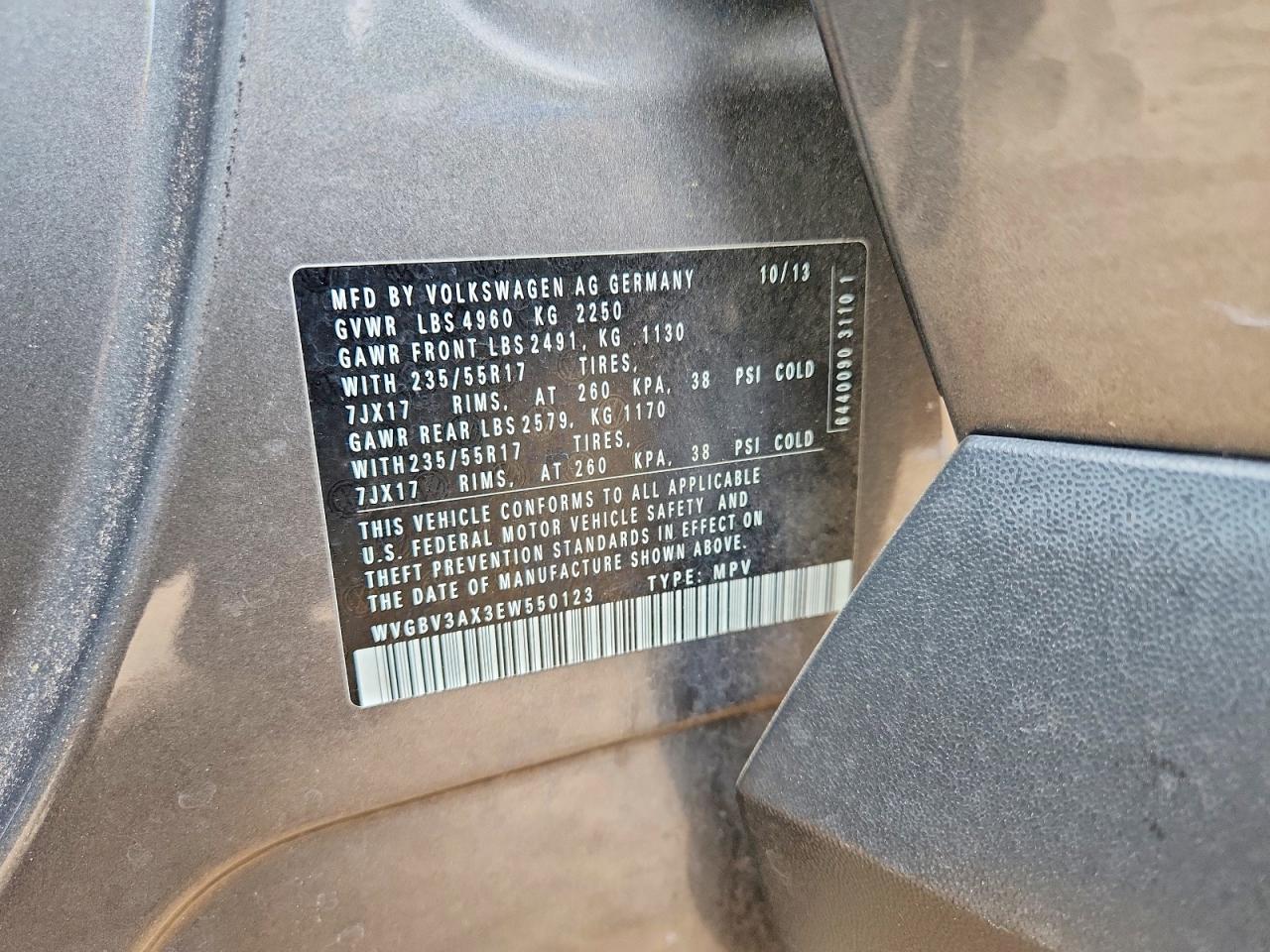 2014 Volkswagen Tiguan S Gray vin: WVGBV3AX3EW550123