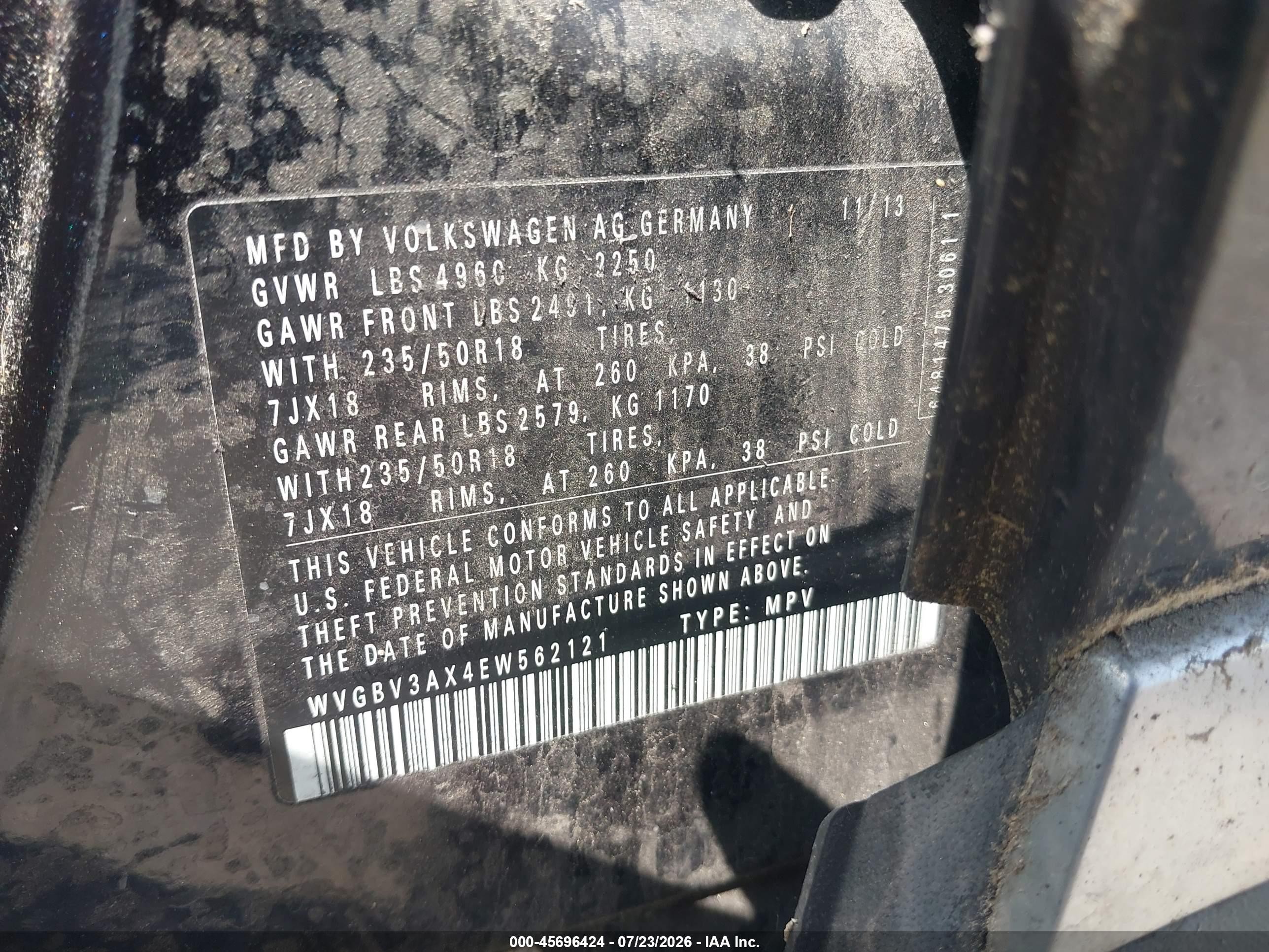 2014 Volkswagen Tiguan Sel Black vin: WVGBV3AX4EW562121