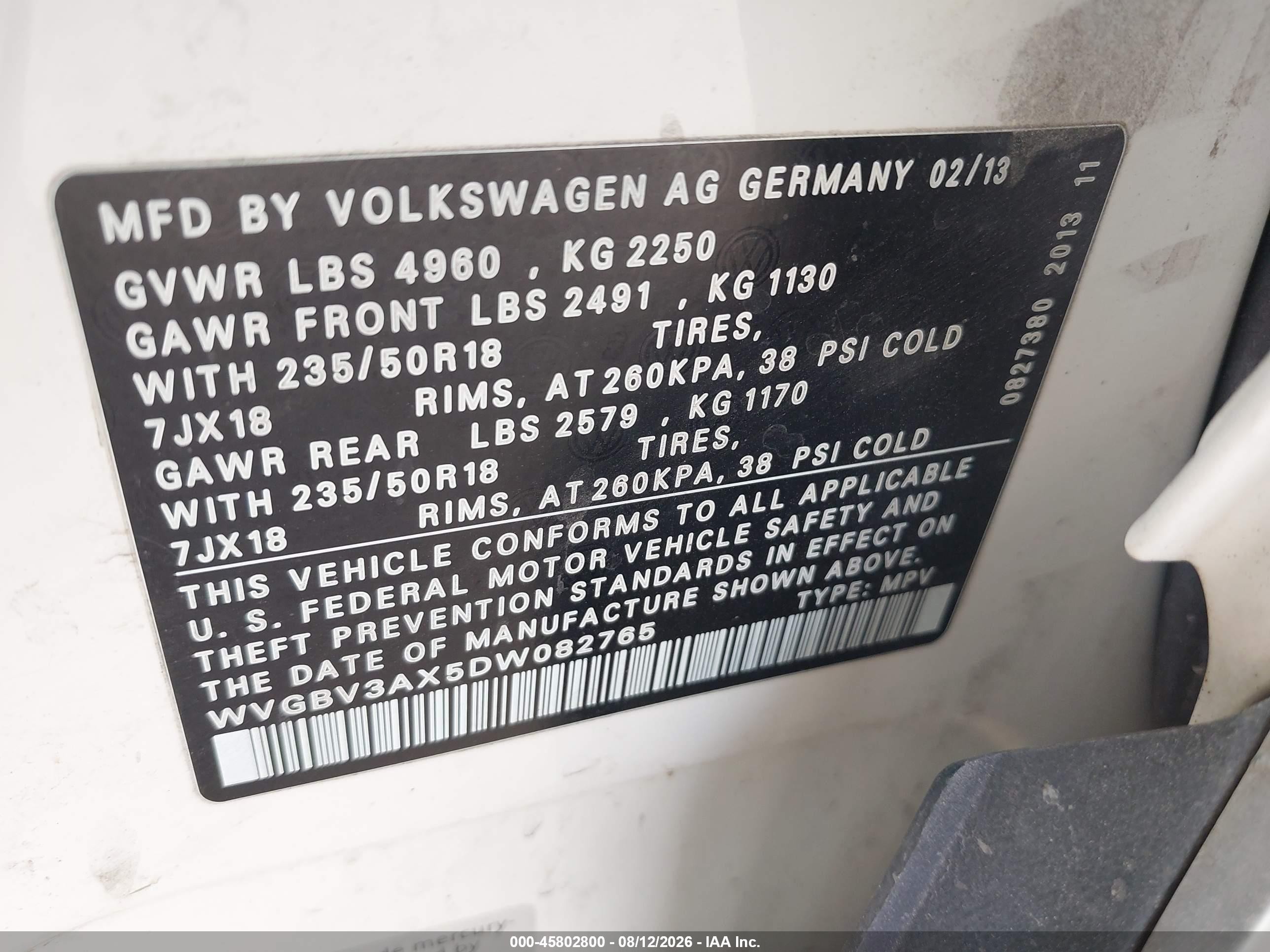 2013 Volkswagen Tiguan Se White vin: WVGBV3AX5DW082765