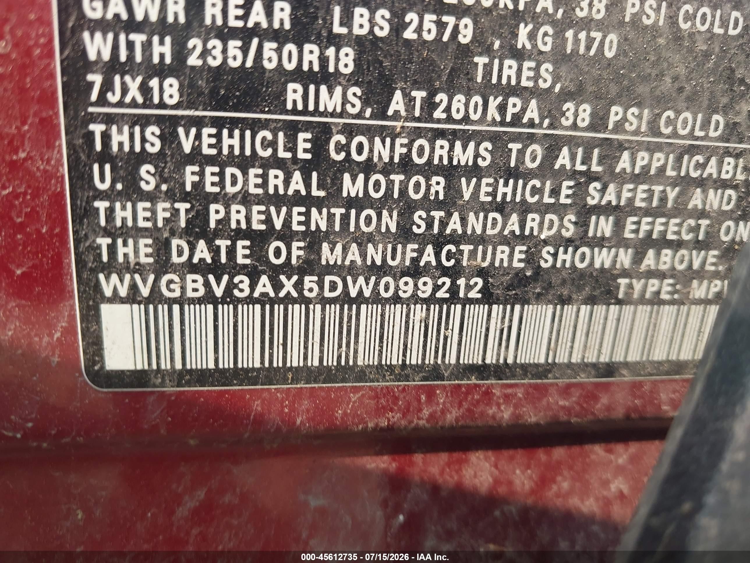 2013 Volkswagen Tiguan Se Red vin: WVGBV3AX5DW099212