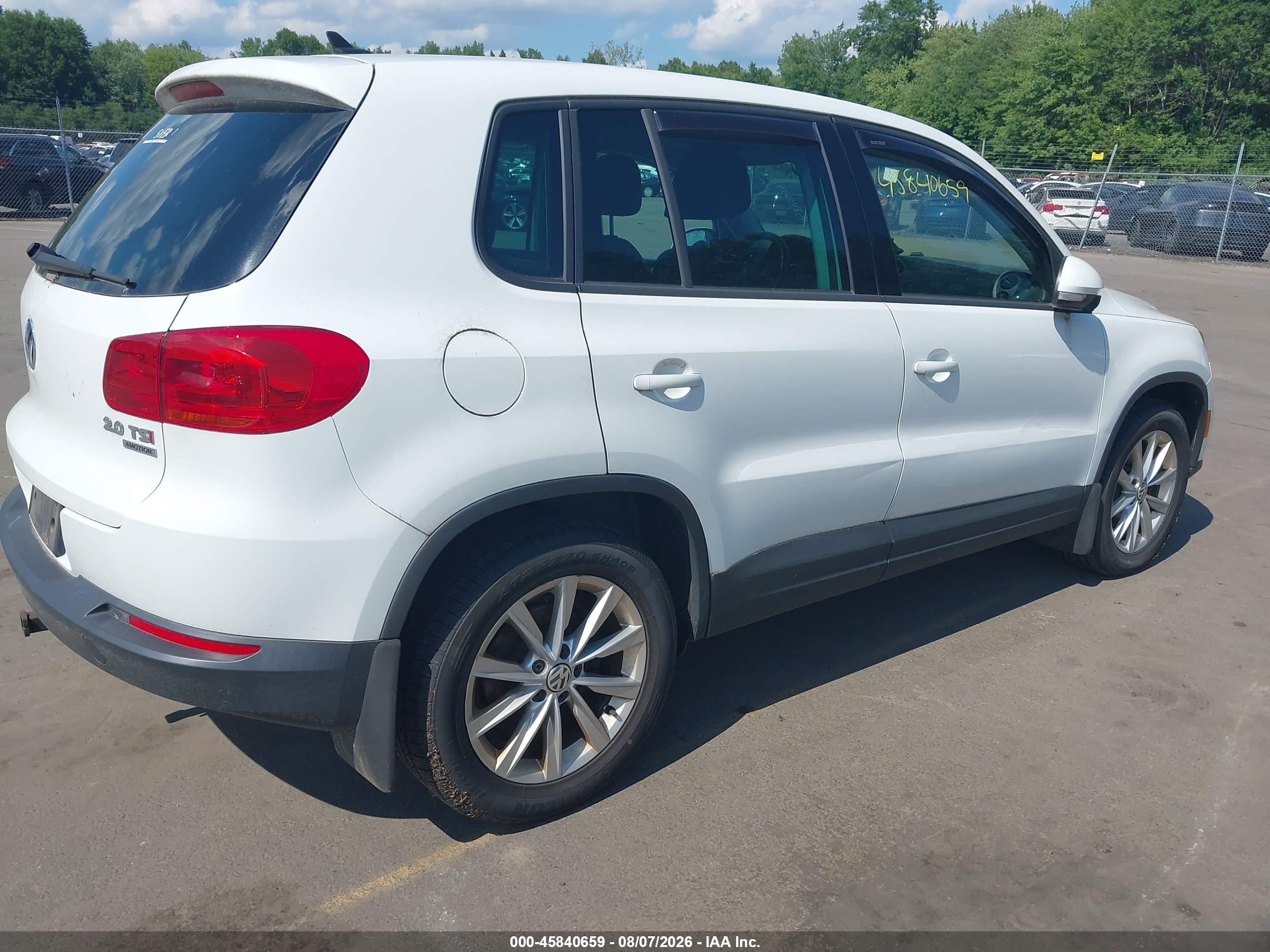 2014 Volkswagen Tiguan Se White vin: WVGBV3AX7EW614602