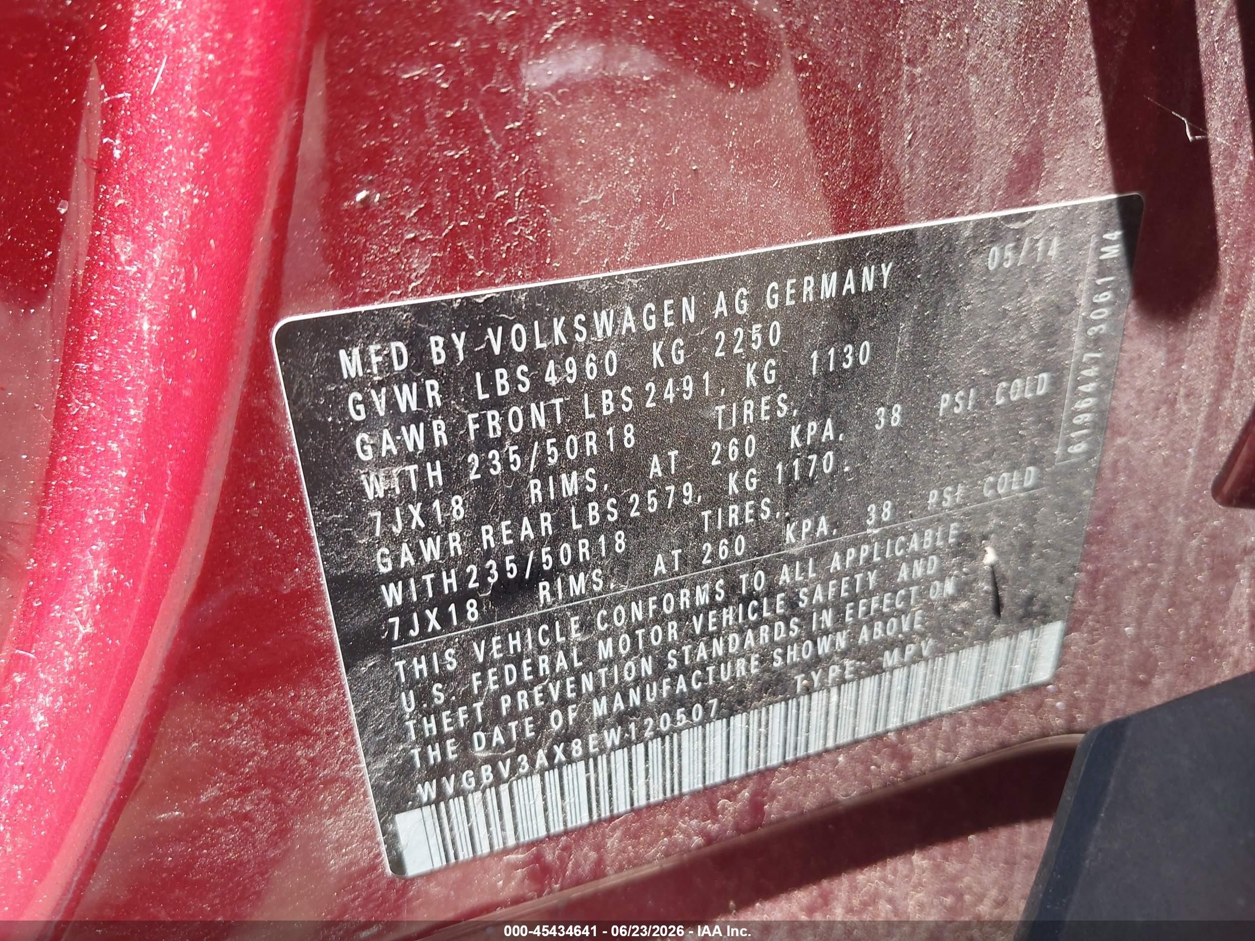 2014 Volkswagen Tiguan Se Red vin: WVGBV3AX8EW120507