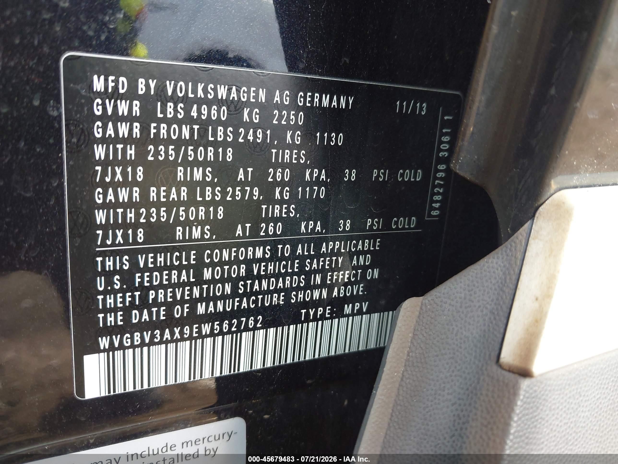 2014 Volkswagen Tiguan Sel Black vin: WVGBV3AX9EW562762