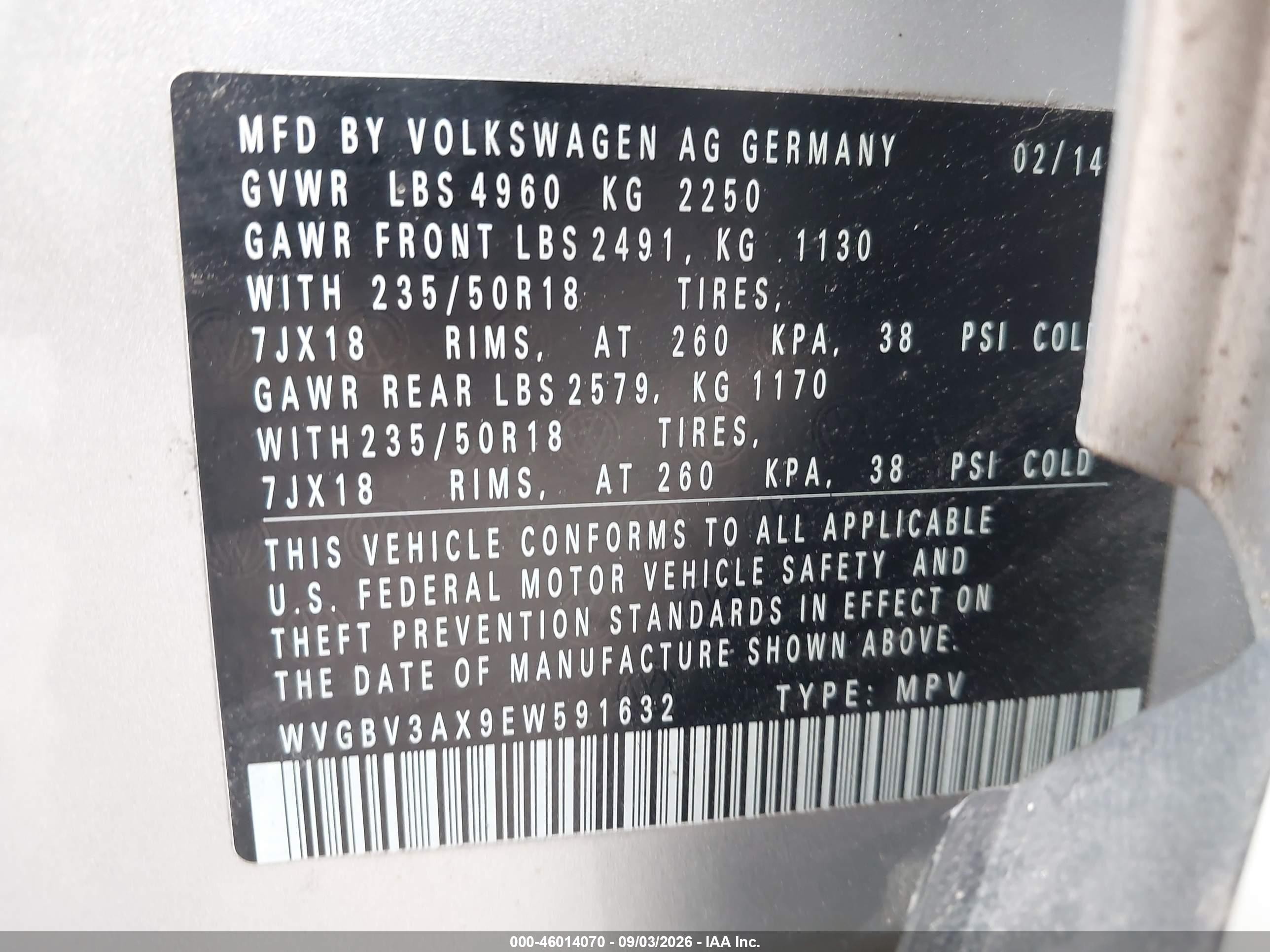 2014 Volkswagen Tiguan Sel Silver vin: WVGBV3AX9EW591632