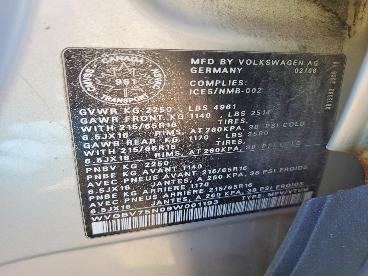 2009 Volkswagen Tiguan Se Silver vin: WVGBV75N09W001193