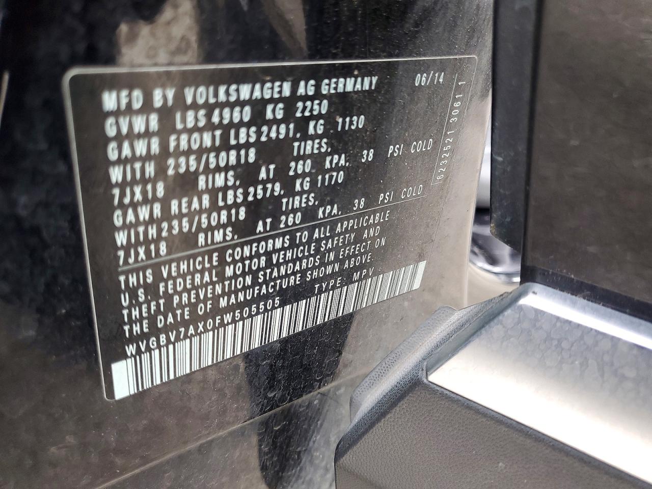 2015 Volkswagen Tiguan S Black vin: WVGBV7AX0FW505505