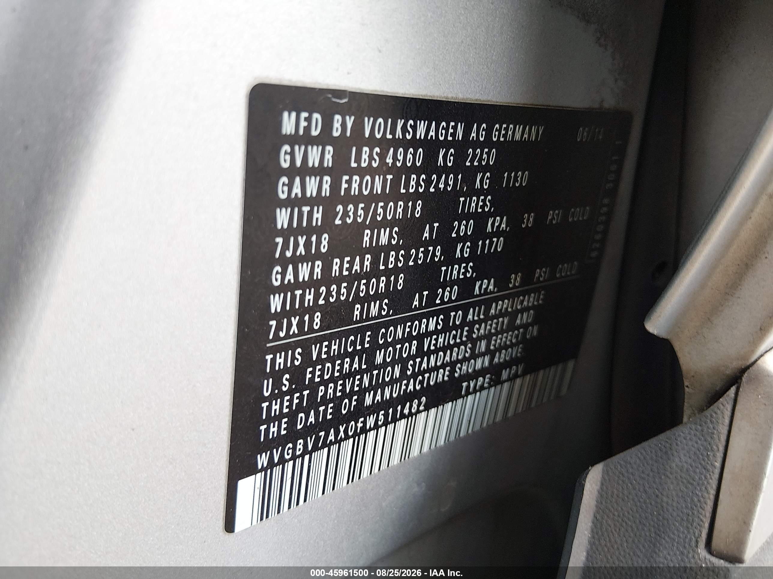 2015 Volkswagen Tiguan Sel Silver vin: WVGBV7AX0FW511482