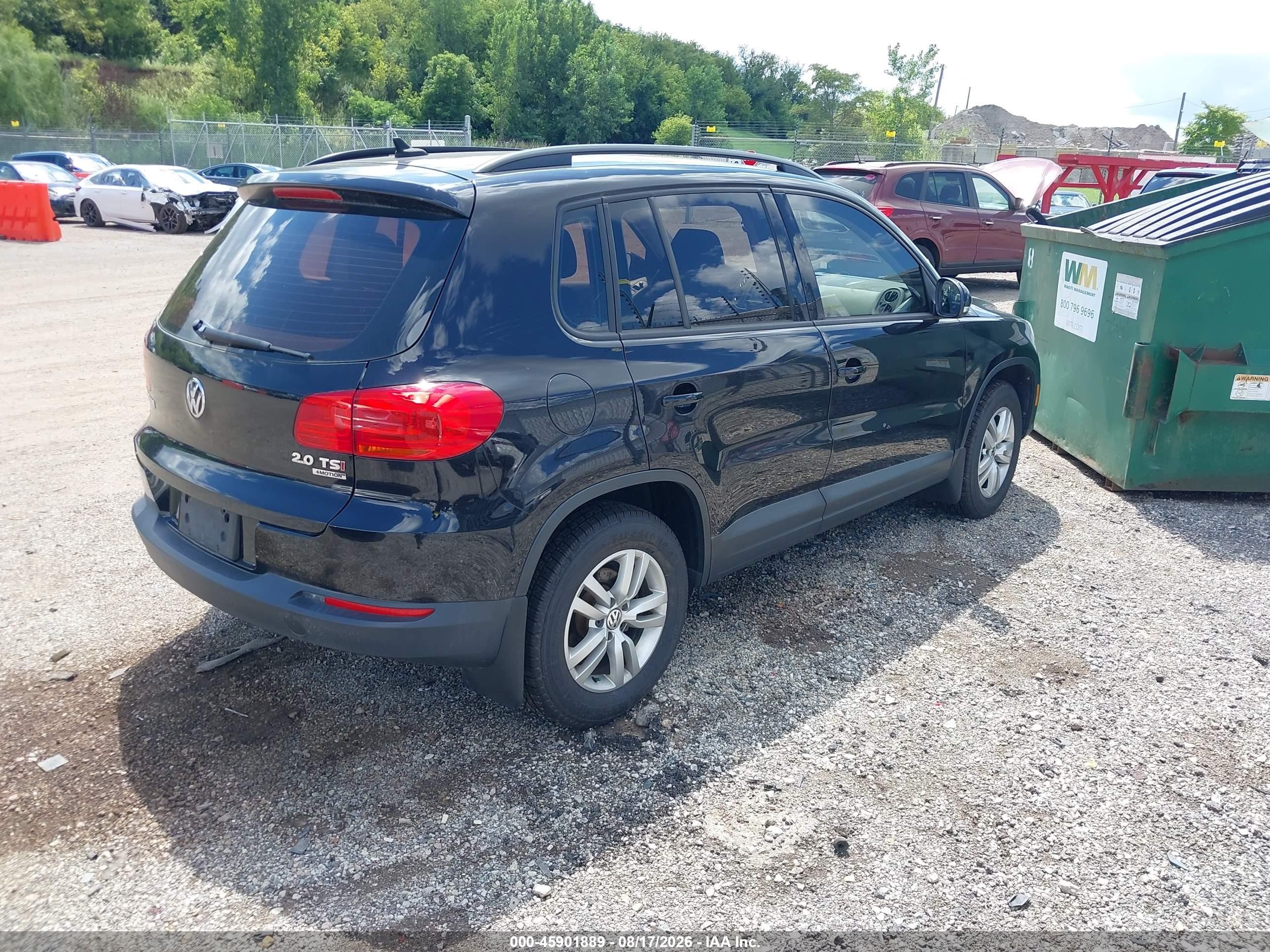 2015 Volkswagen Tiguan S Black vin: WVGBV7AX0FW585419