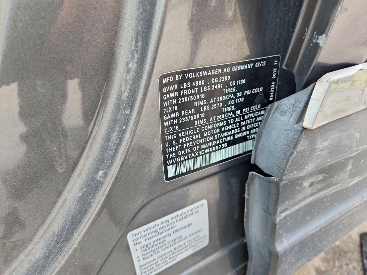 2012 Volkswagen Tiguan S Black vin: WVGBV7AX1CW005736