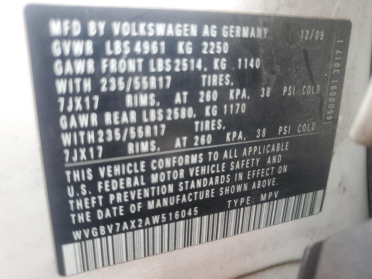 2010 Volkswagen Tiguan Se White vin: WVGBV7AX2AW516045