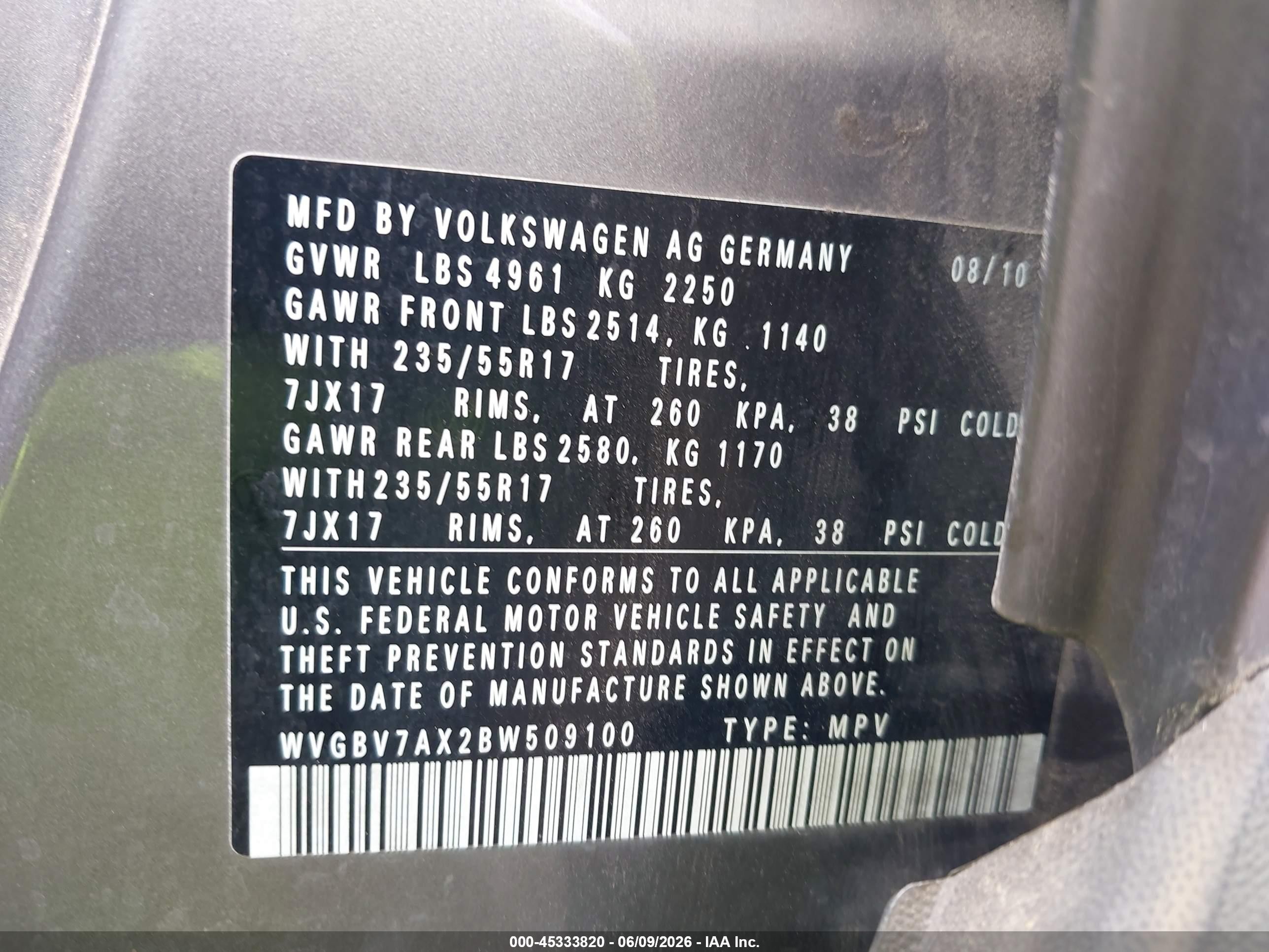 2011 Volkswagen Tiguan Se Gray vin: WVGBV7AX2BW509100