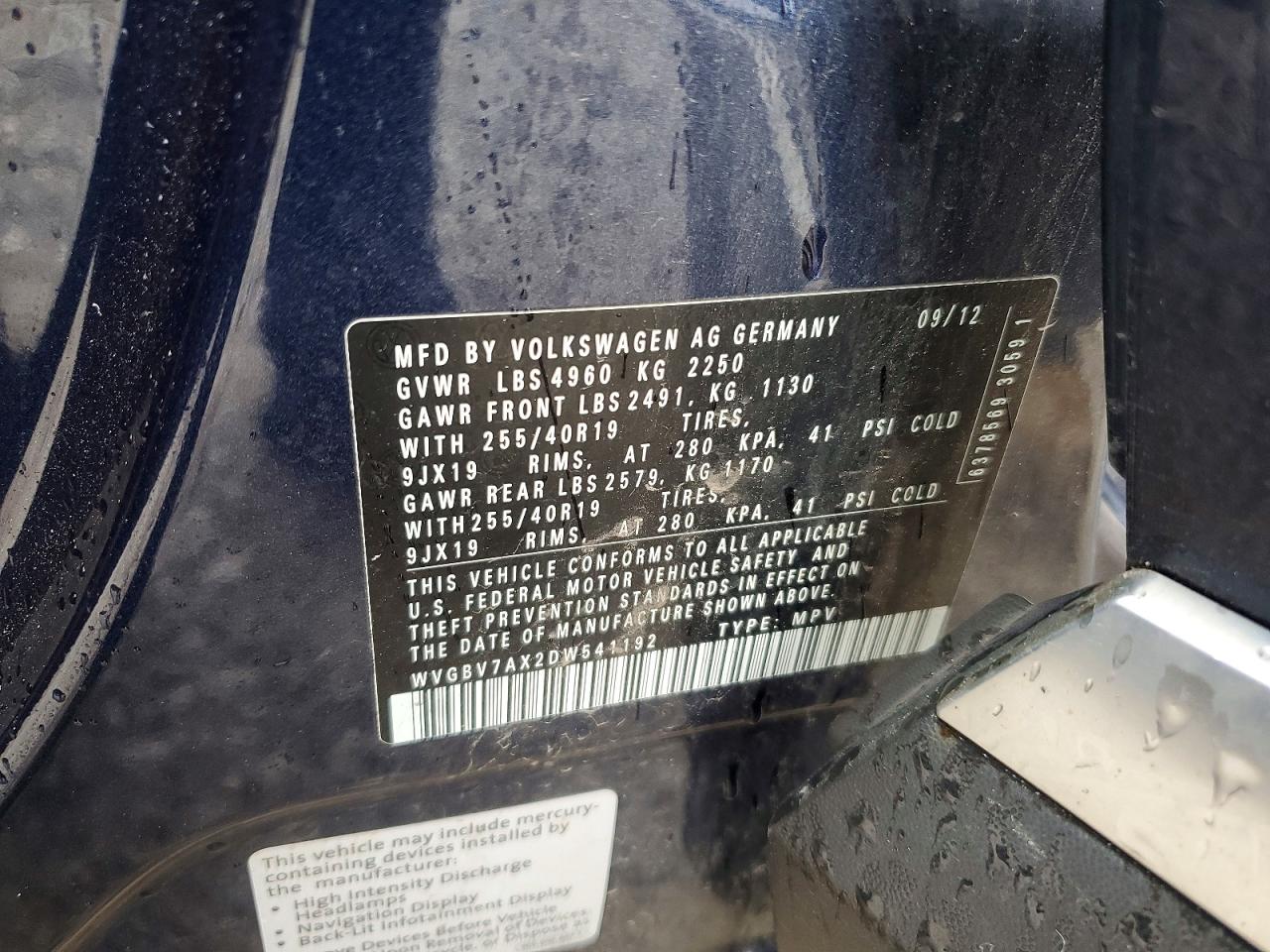 2013 Volkswagen Tiguan S Blue vin: WVGBV7AX2DW541192
