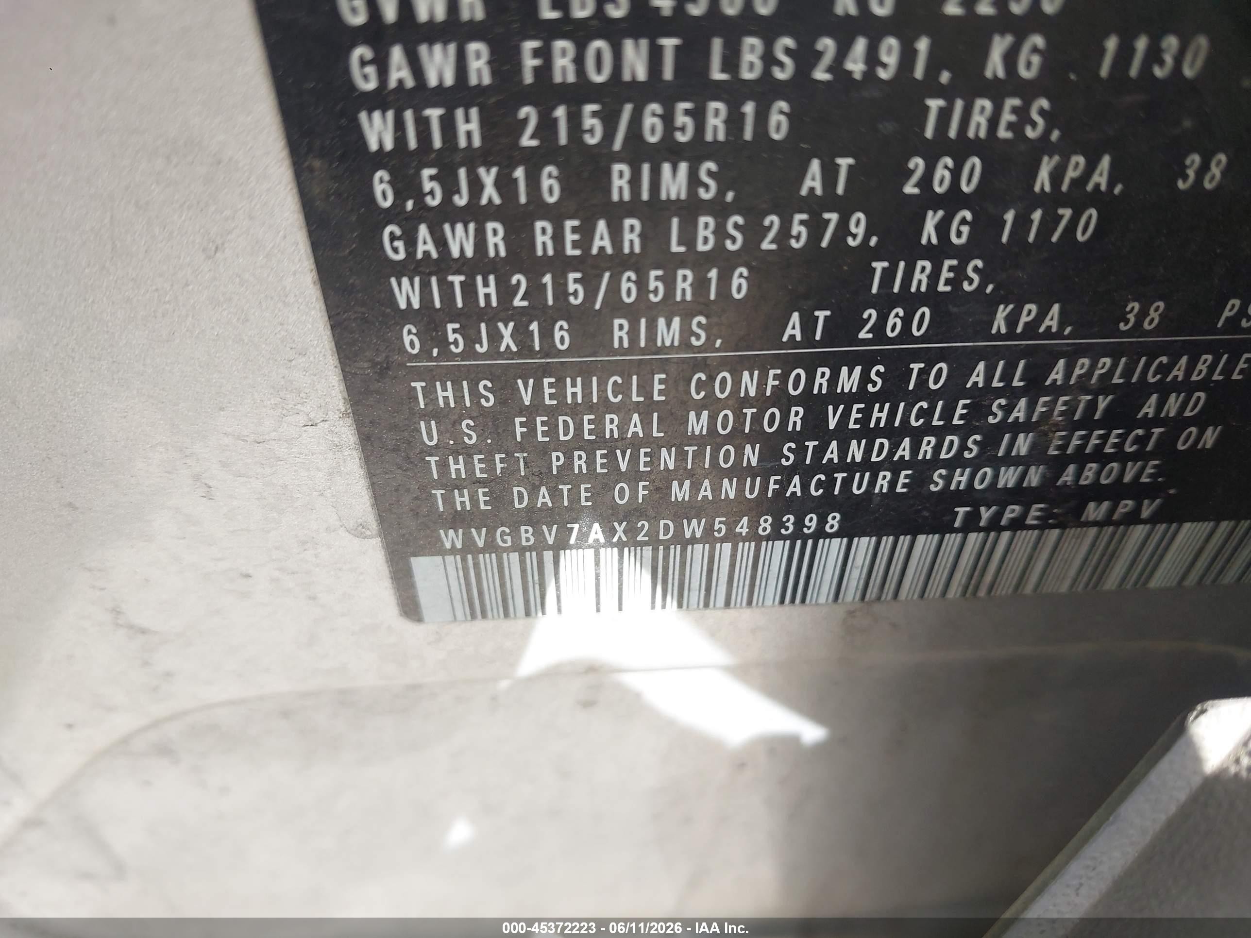 2013 Volkswagen Tiguan S Silver vin: WVGBV7AX2DW548398