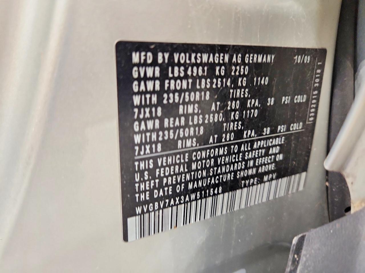 2010 Volkswagen Tiguan Se Silver vin: WVGBV7AX3AW511548