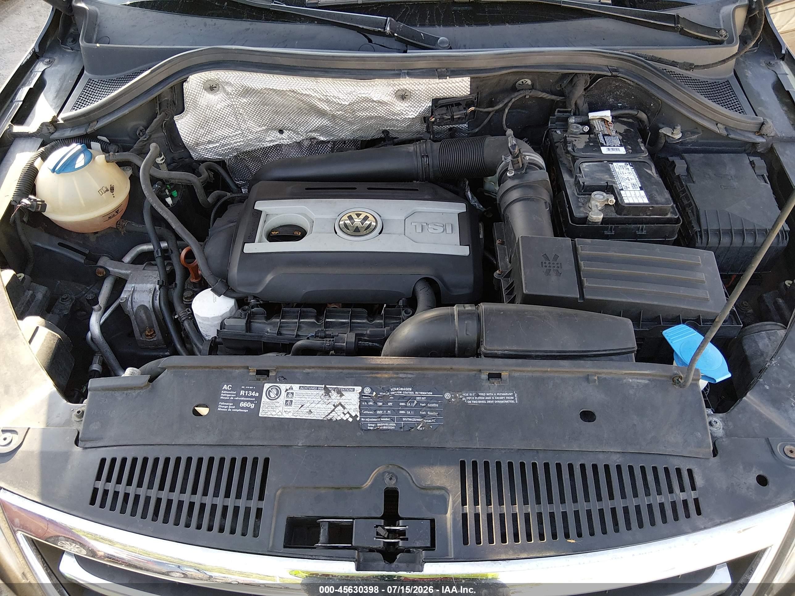 2011 Volkswagen Tiguan S Black vin: WVGBV7AX4BW519949