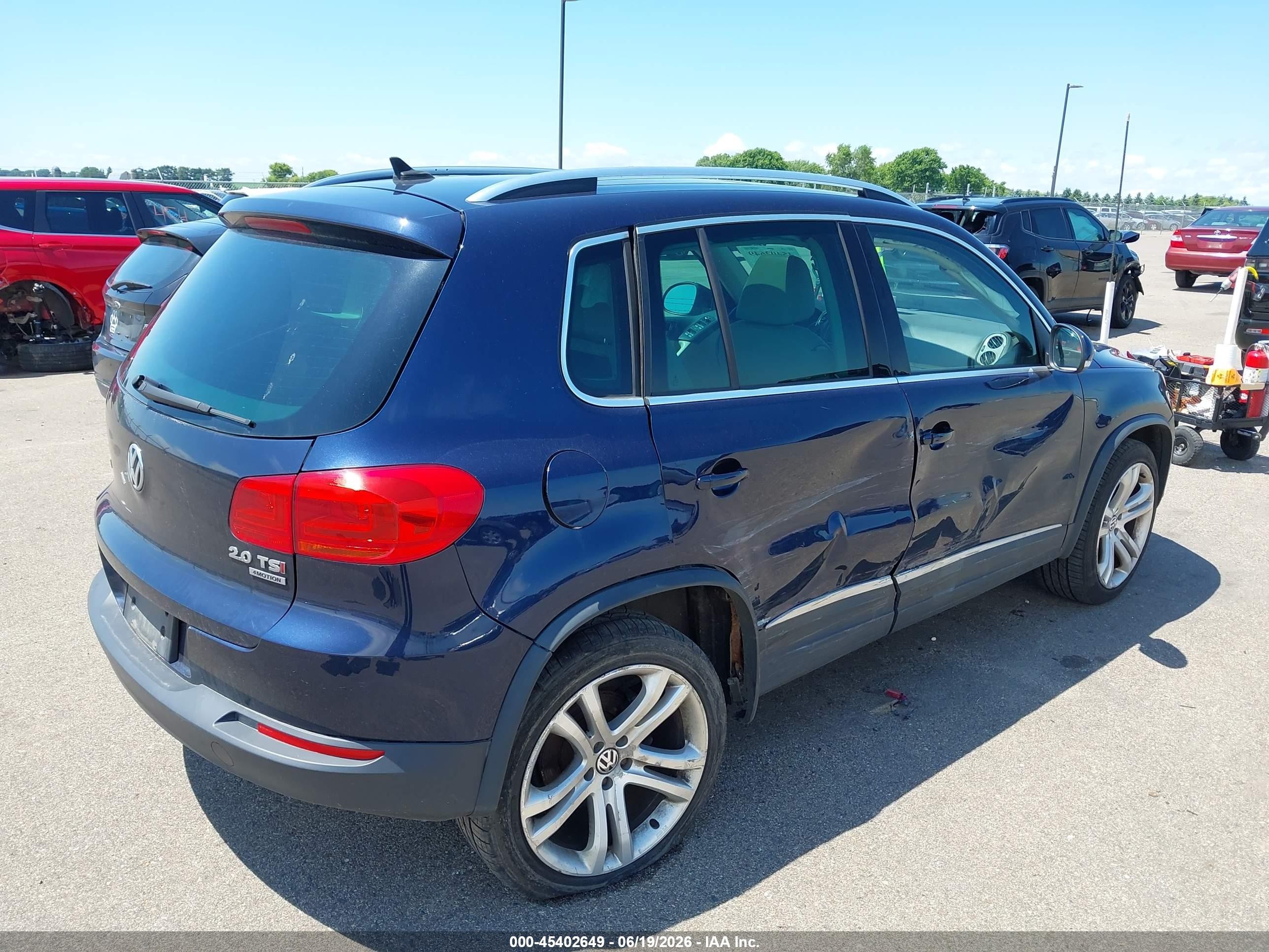 2012 Volkswagen Tiguan Sel Blue vin: WVGBV7AX4CW609443