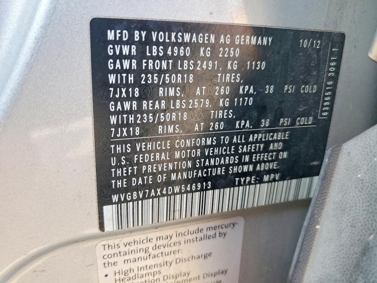 2013 Volkswagen Tiguan S Silver vin: WVGBV7AX4DW546913