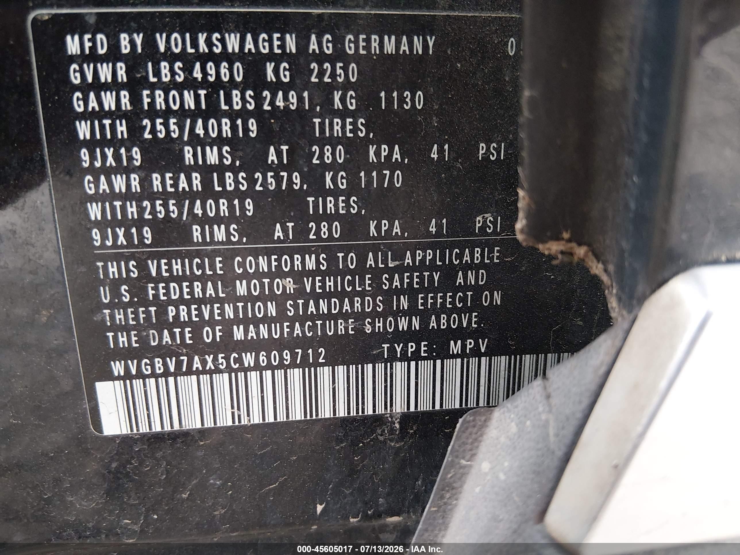 2012 Volkswagen Tiguan Sel Черный vin: WVGBV7AX5CW609712
