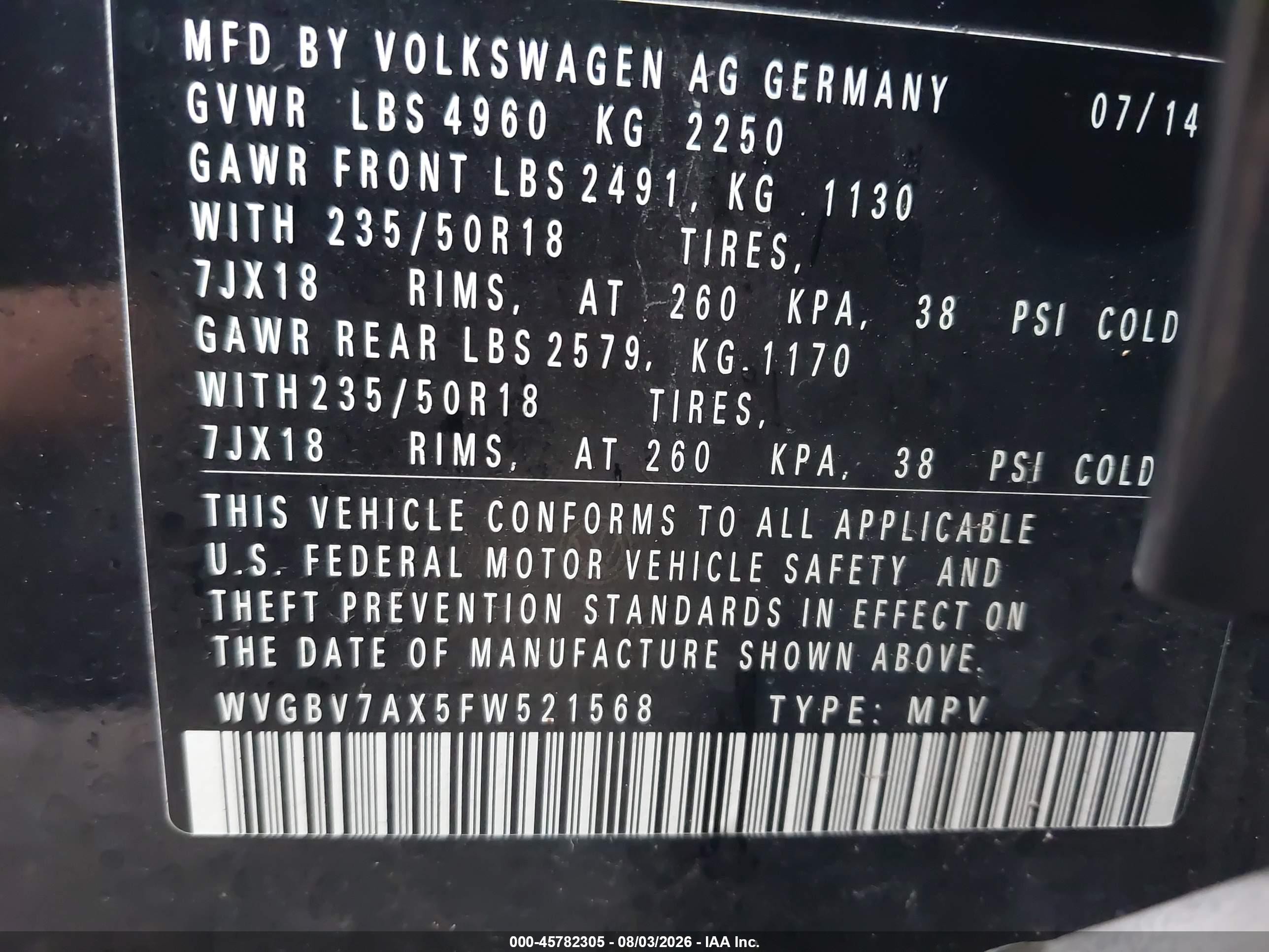 2015 Volkswagen Tiguan Se Черный vin: WVGBV7AX5FW521568