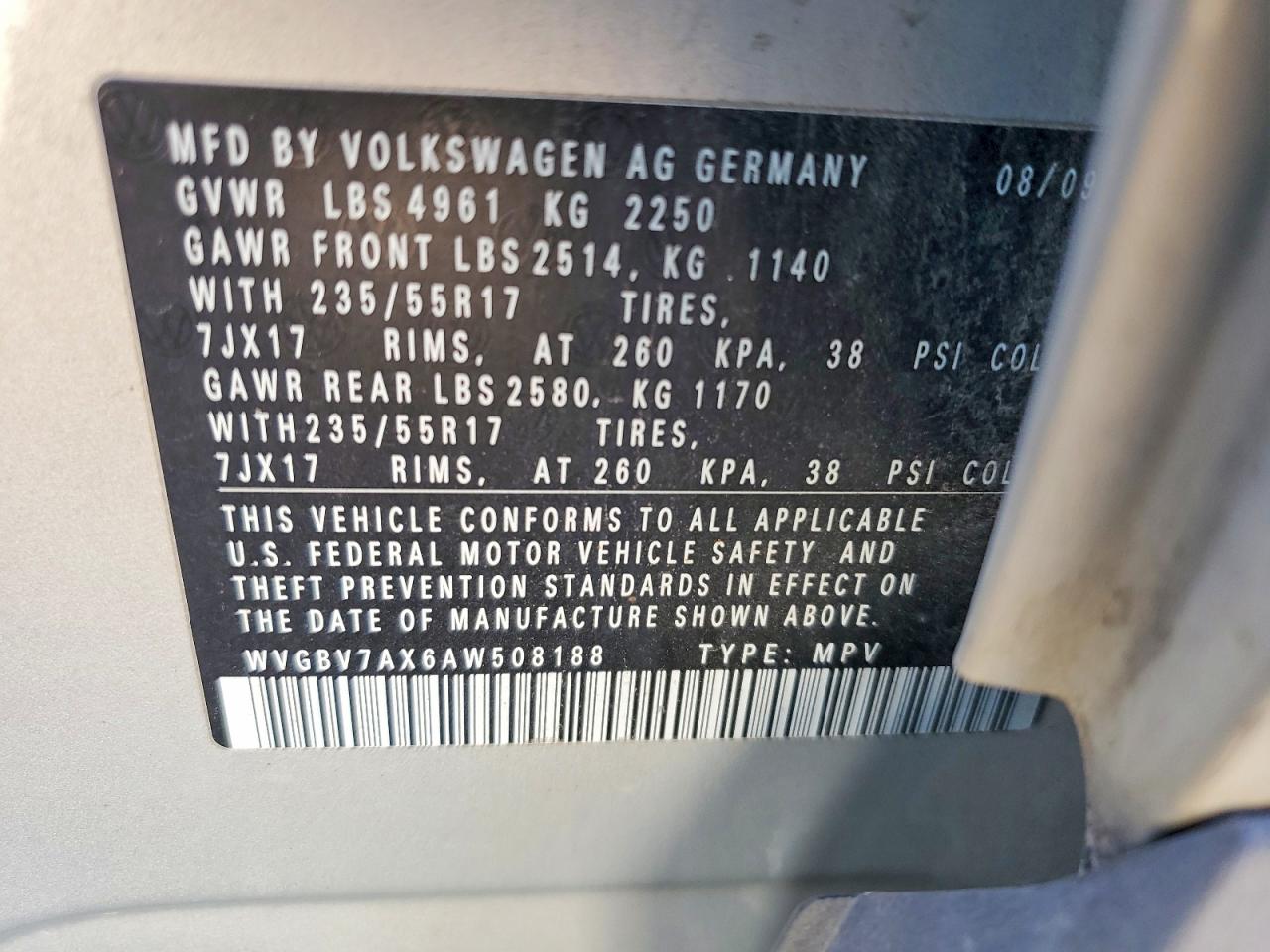 2010 Volkswagen Tiguan Se Silver vin: WVGBV7AX6AW508188