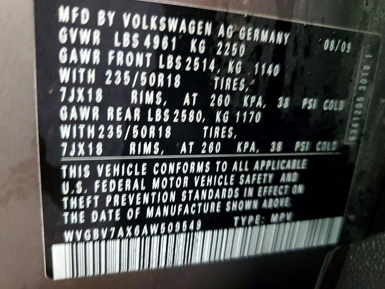 2010 Volkswagen Tiguan Se Gray vin: WVGBV7AX6AW509549
