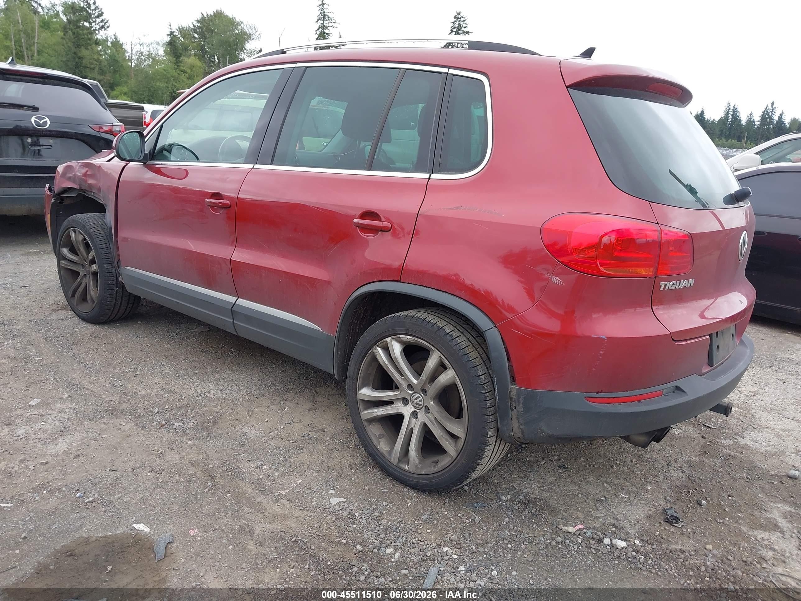 2012 Volkswagen Tiguan Sel Red vin: WVGBV7AX6CW096468