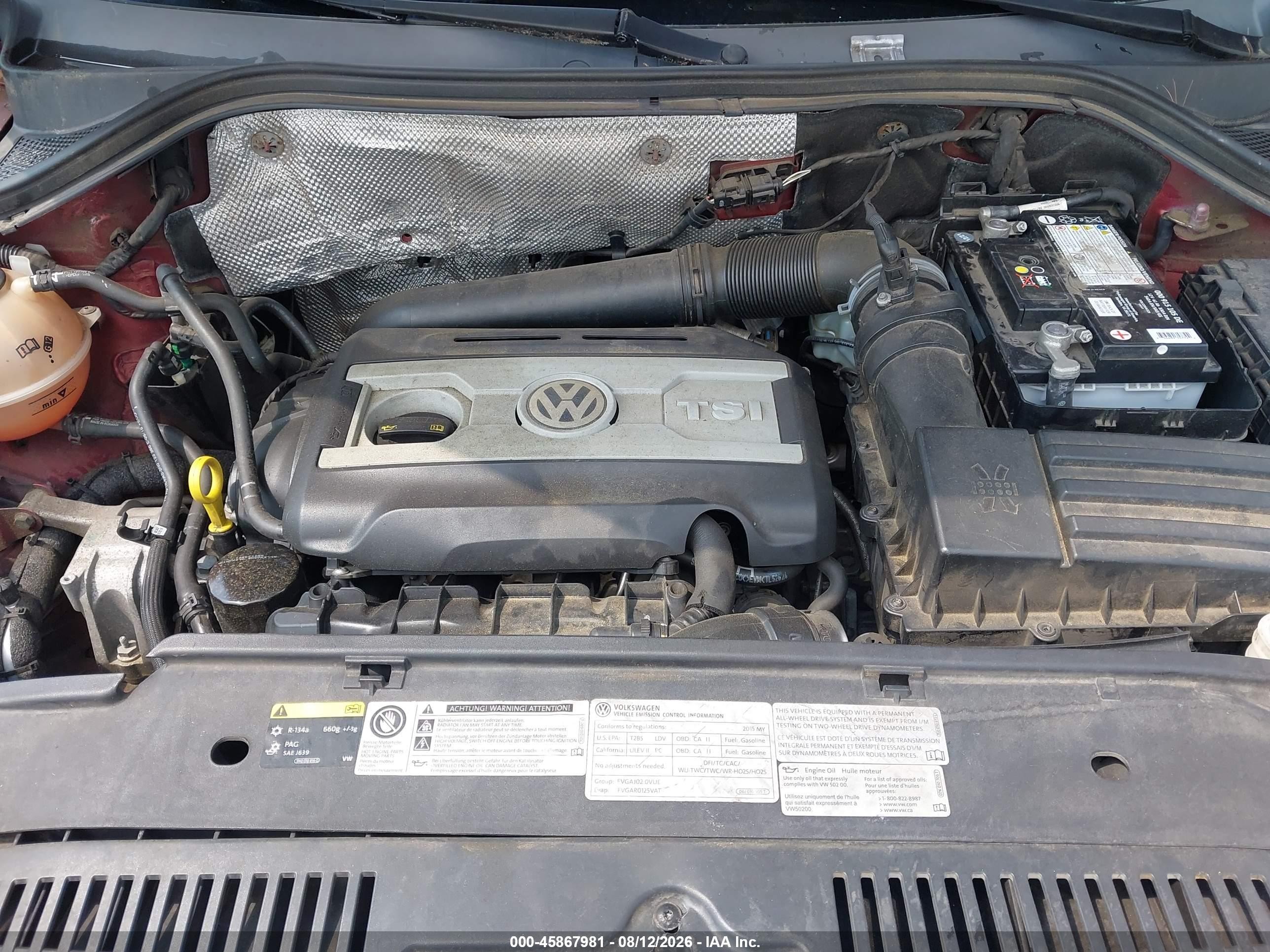 2015 Volkswagen Tiguan S Red vin: WVGBV7AX6FW091565