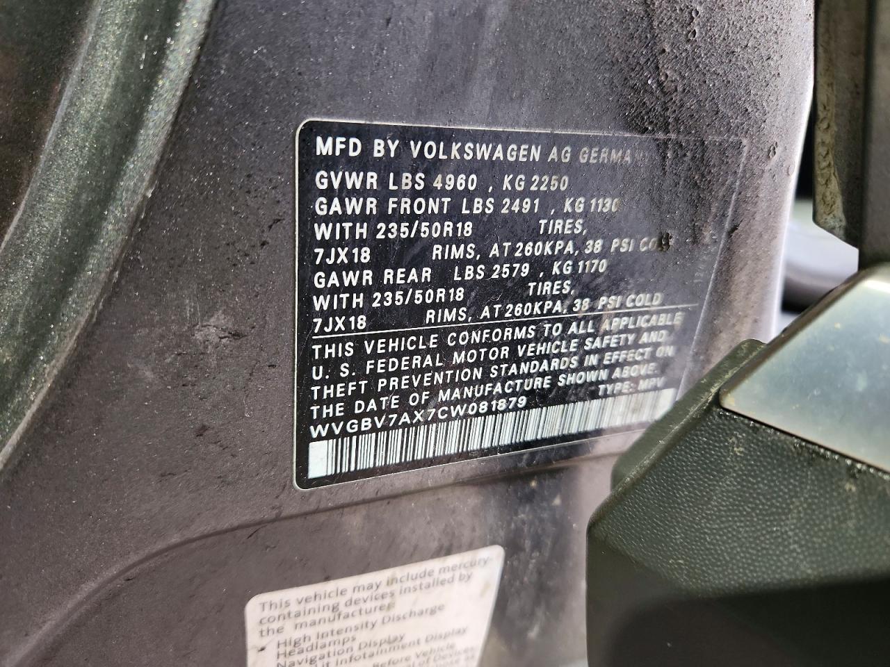 2012 Volkswagen Tiguan S Gray vin: WVGBV7AX7CW081879