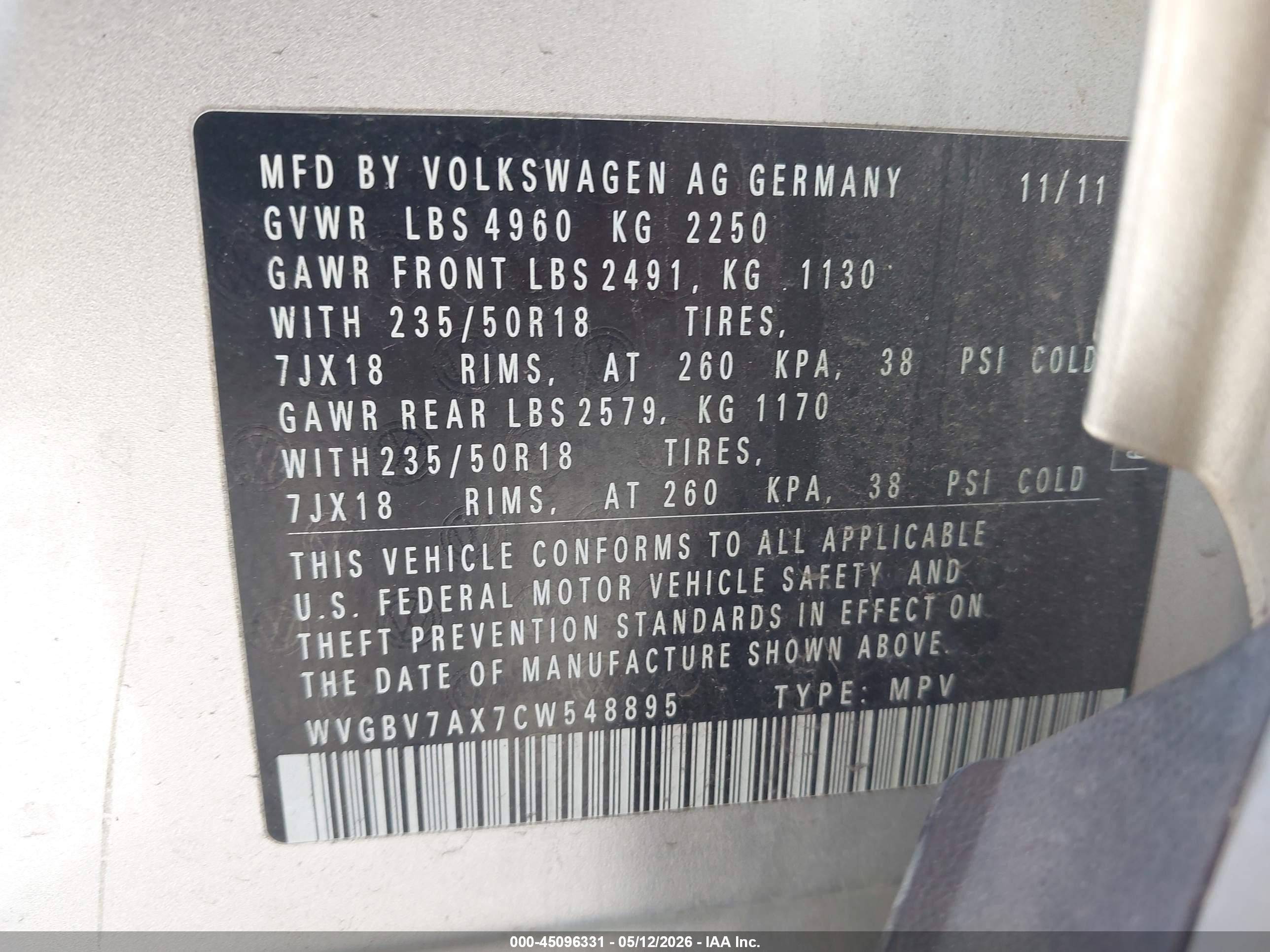 2012 Volkswagen Tiguan Se Silver vin: WVGBV7AX7CW548895